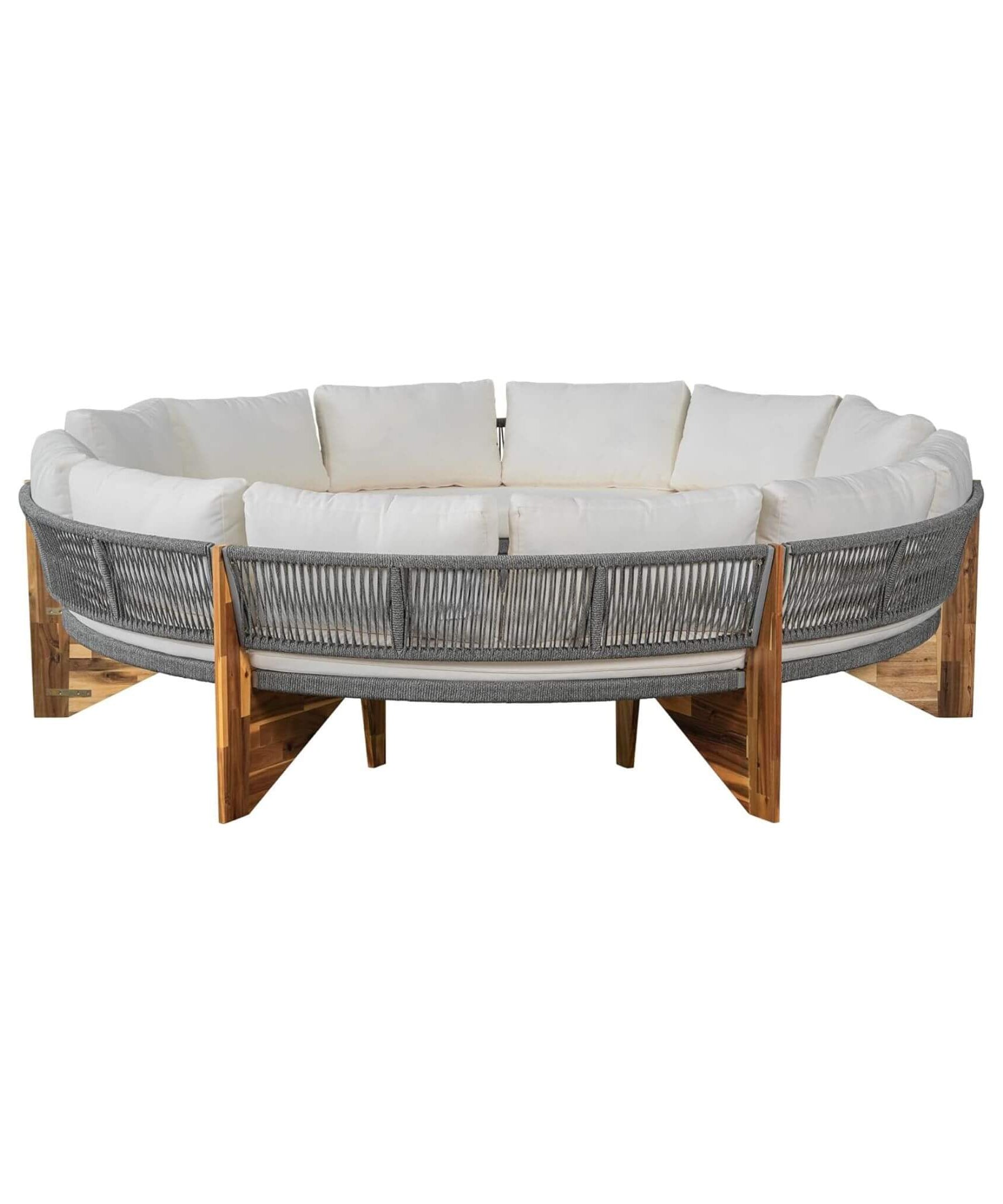 Alora 6-Person Half Moon Beige Patio Sectional Set With Cushions And Table (SAK61928)