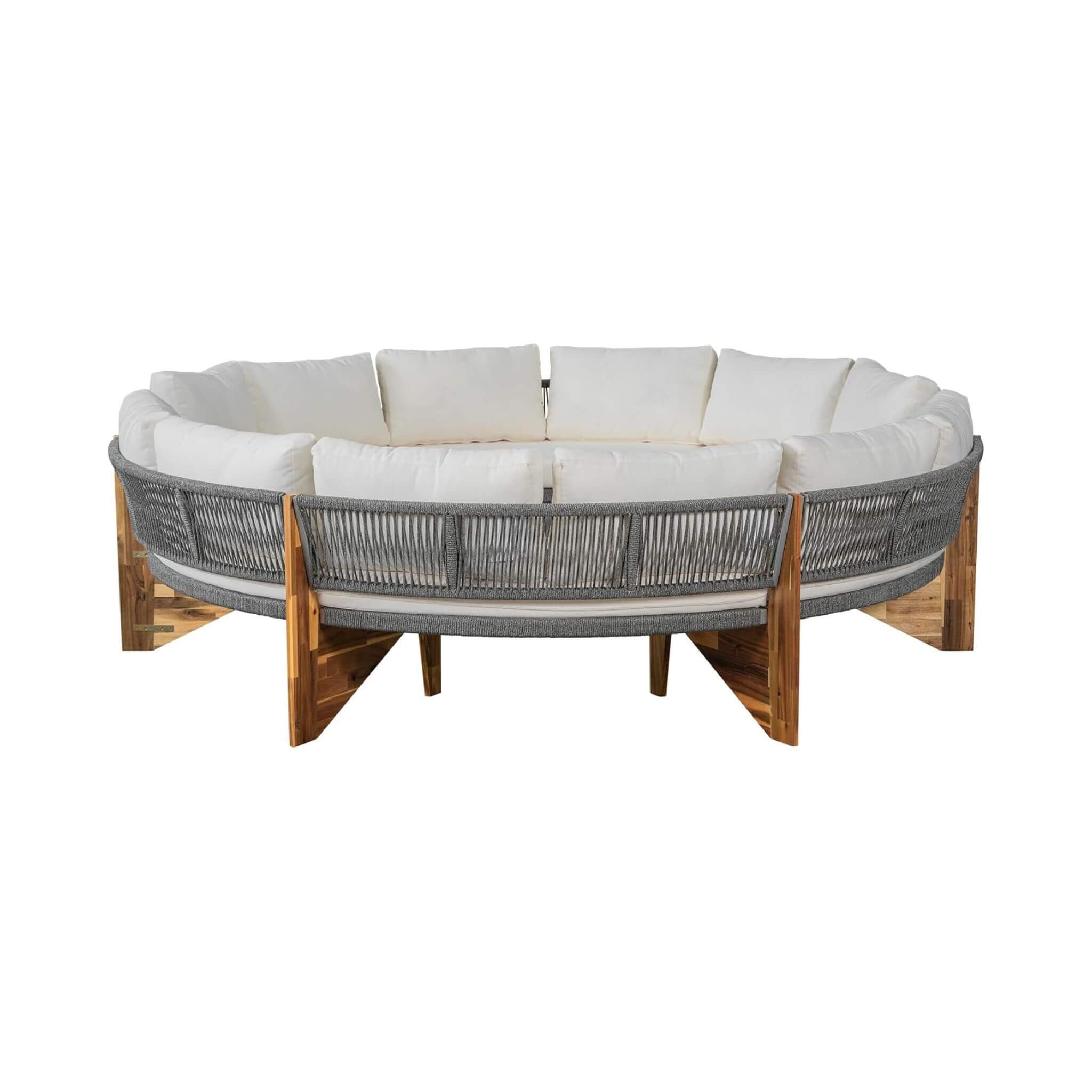Alora 6-Person Half Moon Beige Patio Sectional Set With Cushions And Table (SAK61928)