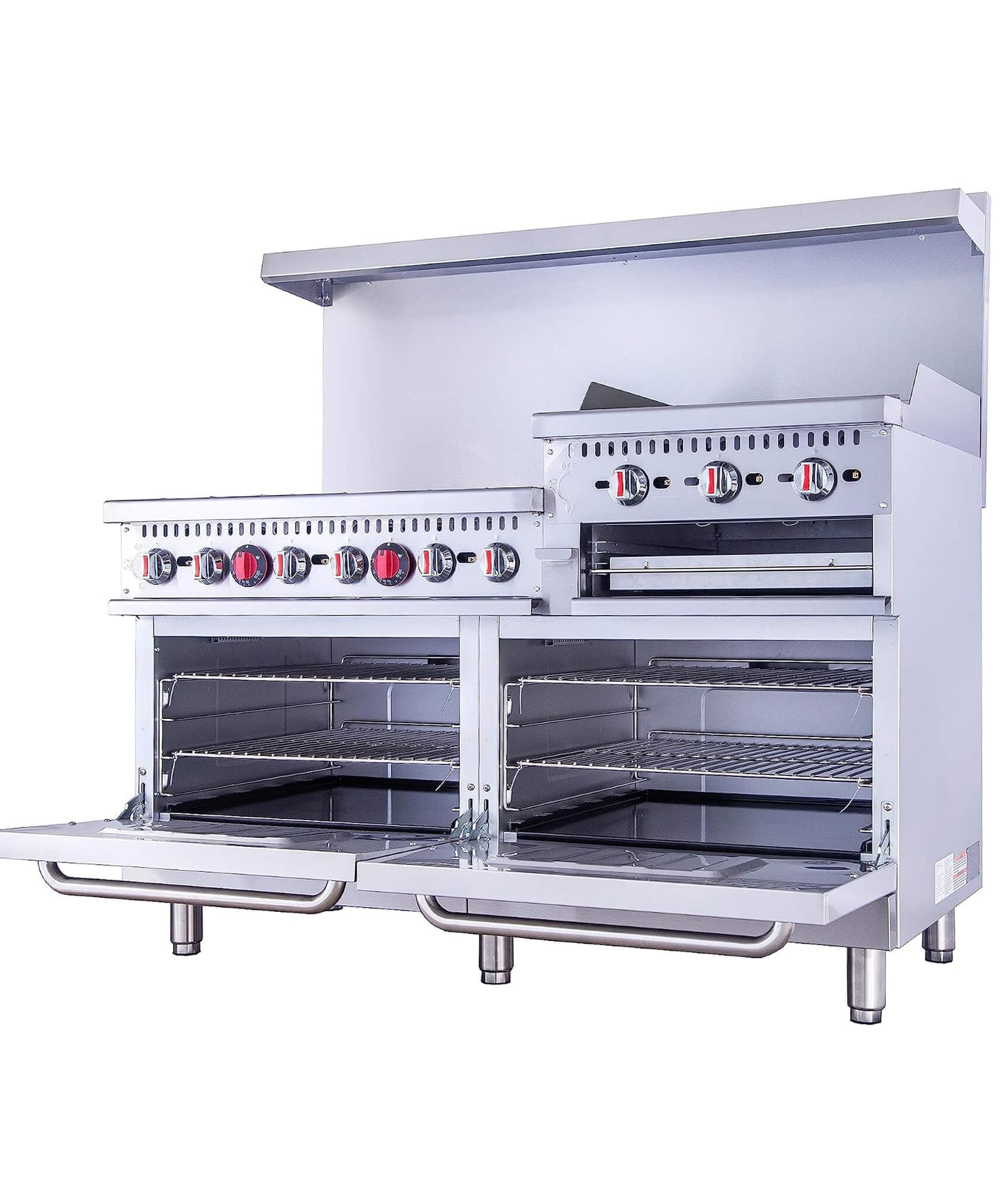 60-Inch Commercial 6-Burner 276K BTU Gas Range With Dual Ovens, Griddle And Salamander (SAK56914)