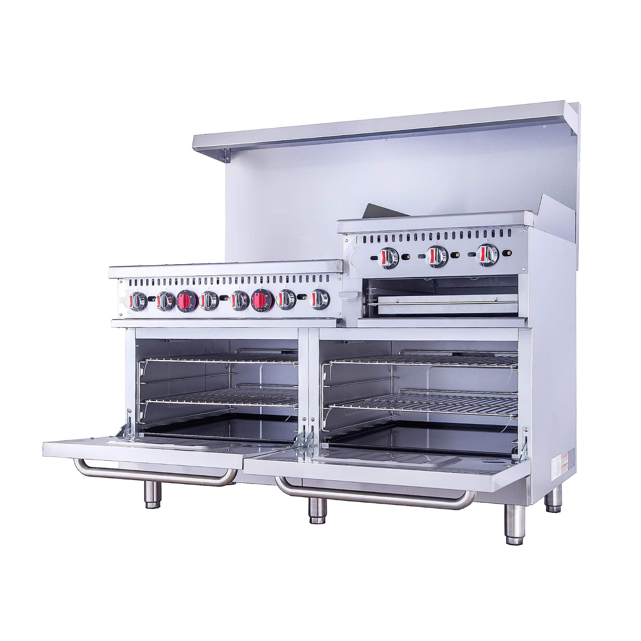 60-Inch Commercial 6-Burner 276K BTU Gas Range With Dual Ovens, Griddle And Salamander (SAK56914)