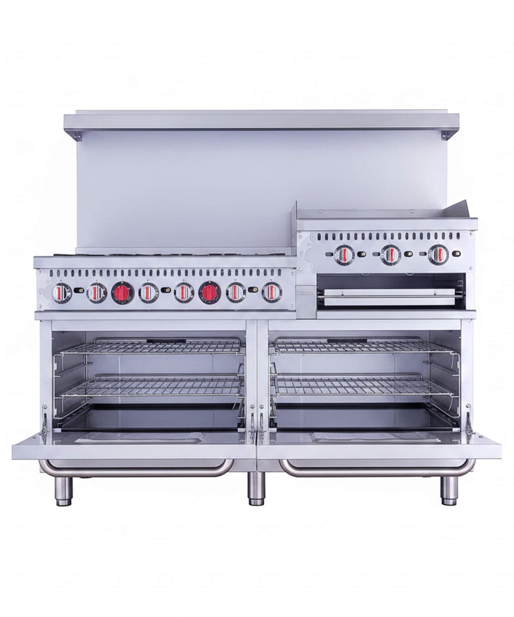 60-Inch Commercial 6-Burner 276K BTU Gas Range With Dual Ovens, Griddle And Salamander (SAK56914)