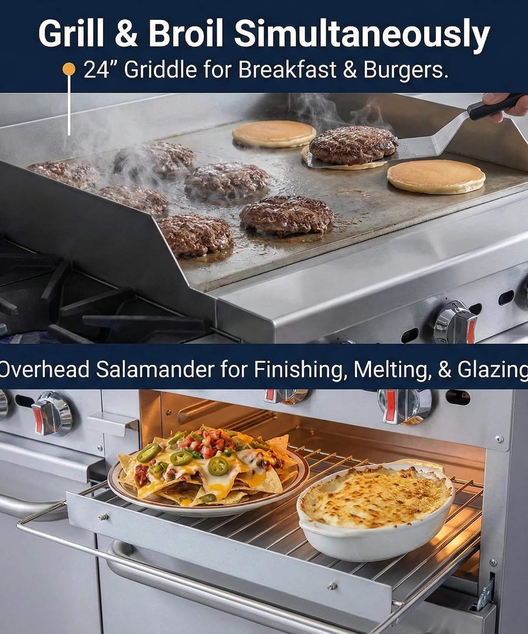 60-Inch Commercial 6-Burner 276K BTU Gas Range With Dual Ovens, Griddle And Salamander (SAK56914)