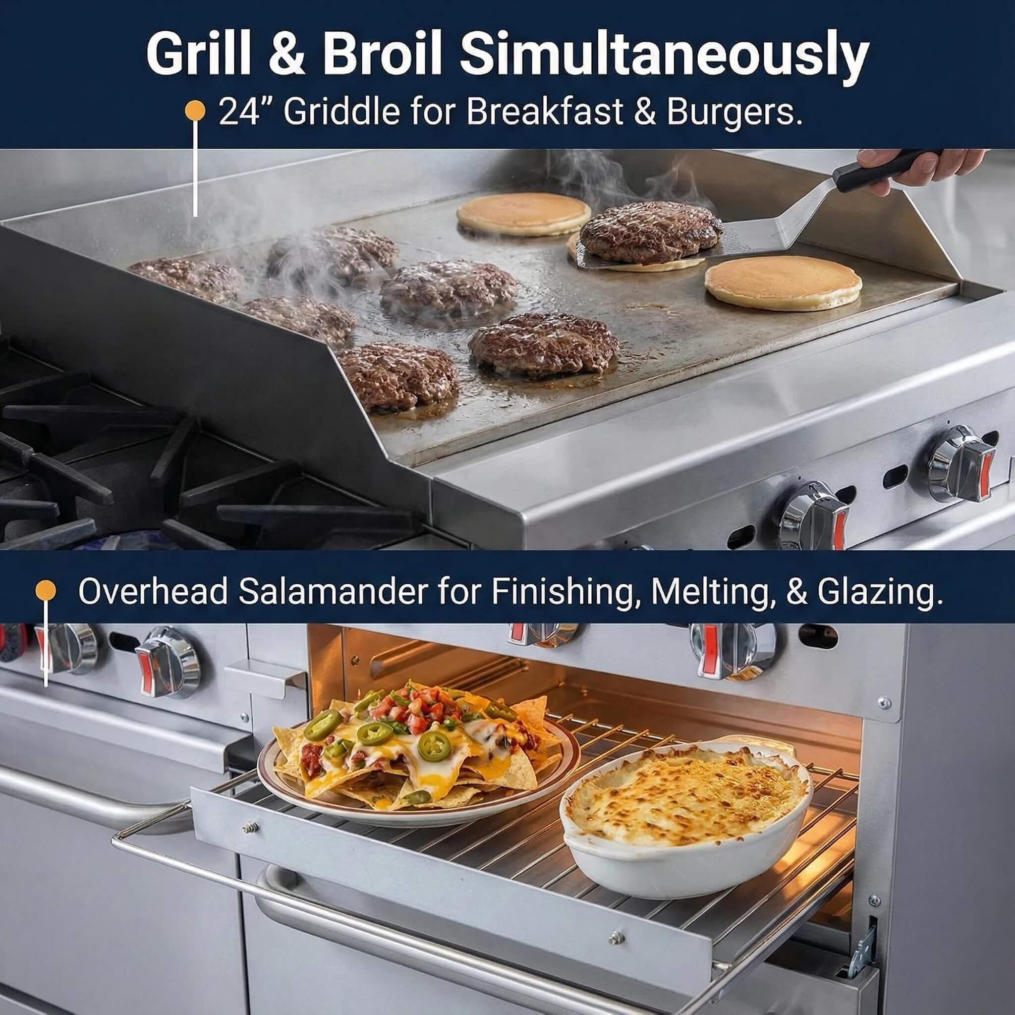 60-Inch Commercial 6-Burner 276K BTU Gas Range With Dual Ovens, Griddle And Salamander (SAK56914)
