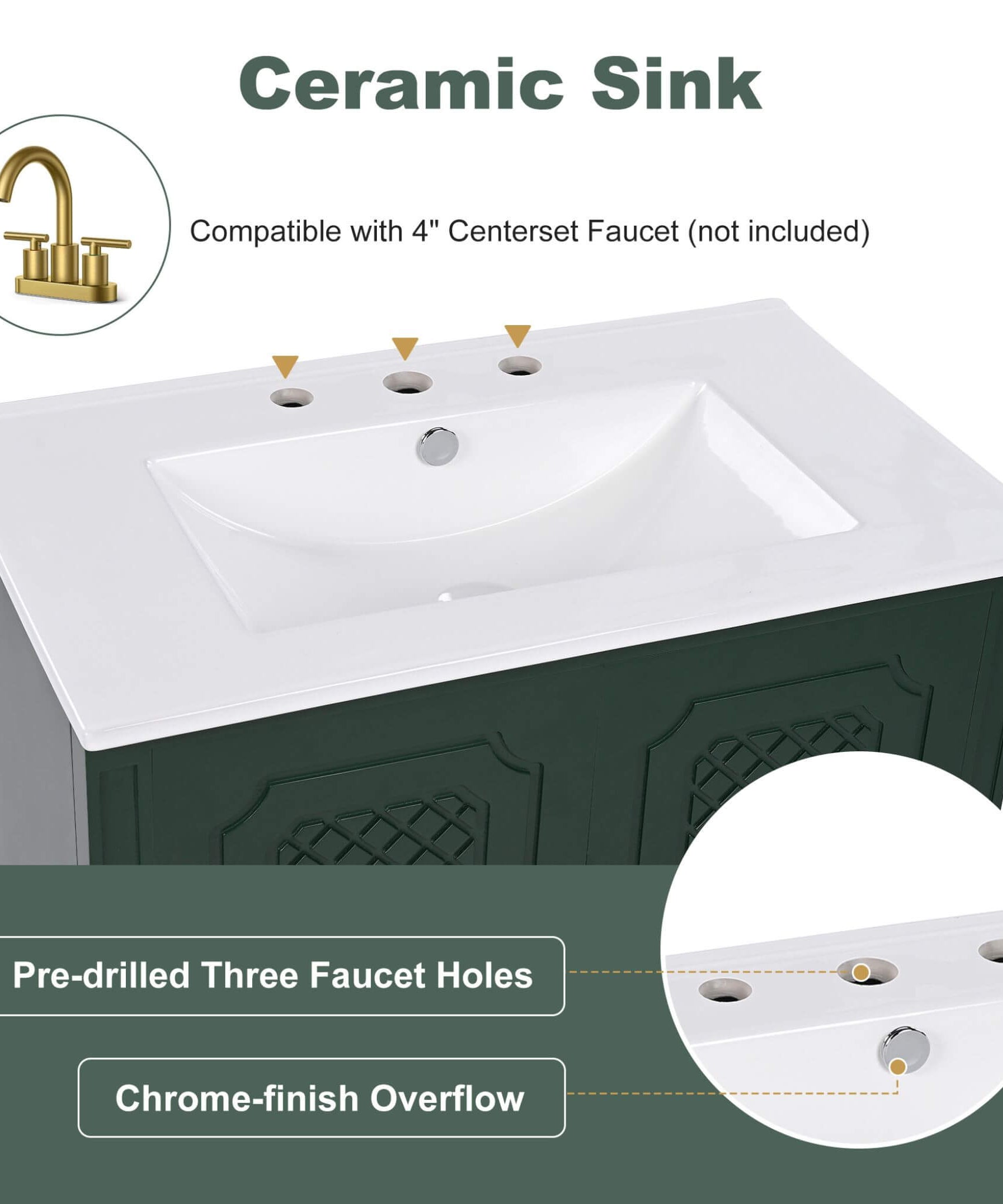Nuvia 60-Inch Green Vintage Double Sink Vanity With Cabinets And Drawers (SAK26149)