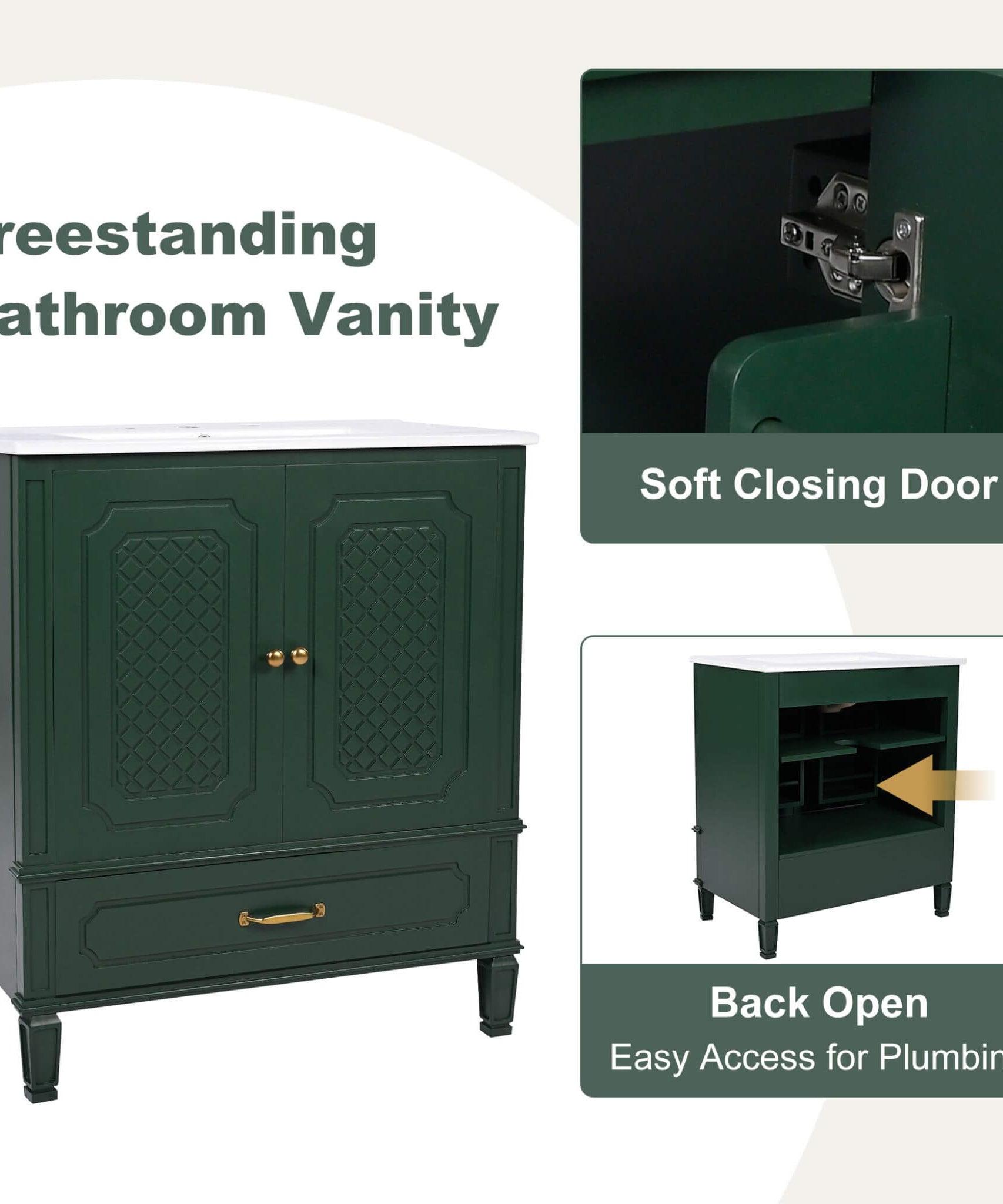 Nuvia 60-Inch Green Vintage Double Sink Vanity With Cabinets And Drawers (SAK26149)