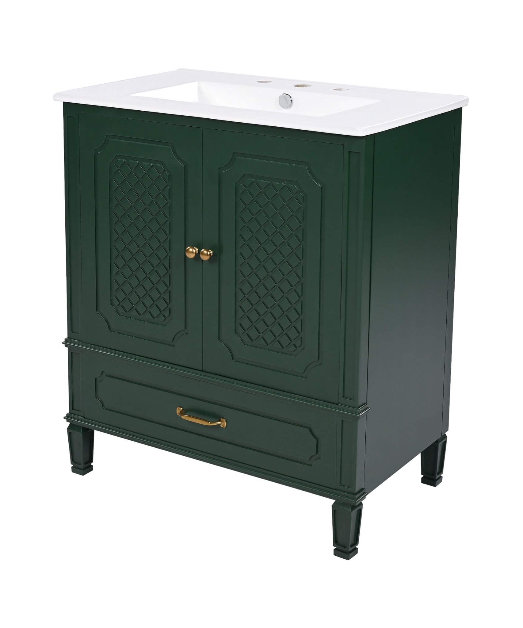 Nuvia 60-Inch Green Vintage Double Sink Vanity With Cabinets And Drawers (SAK26149)