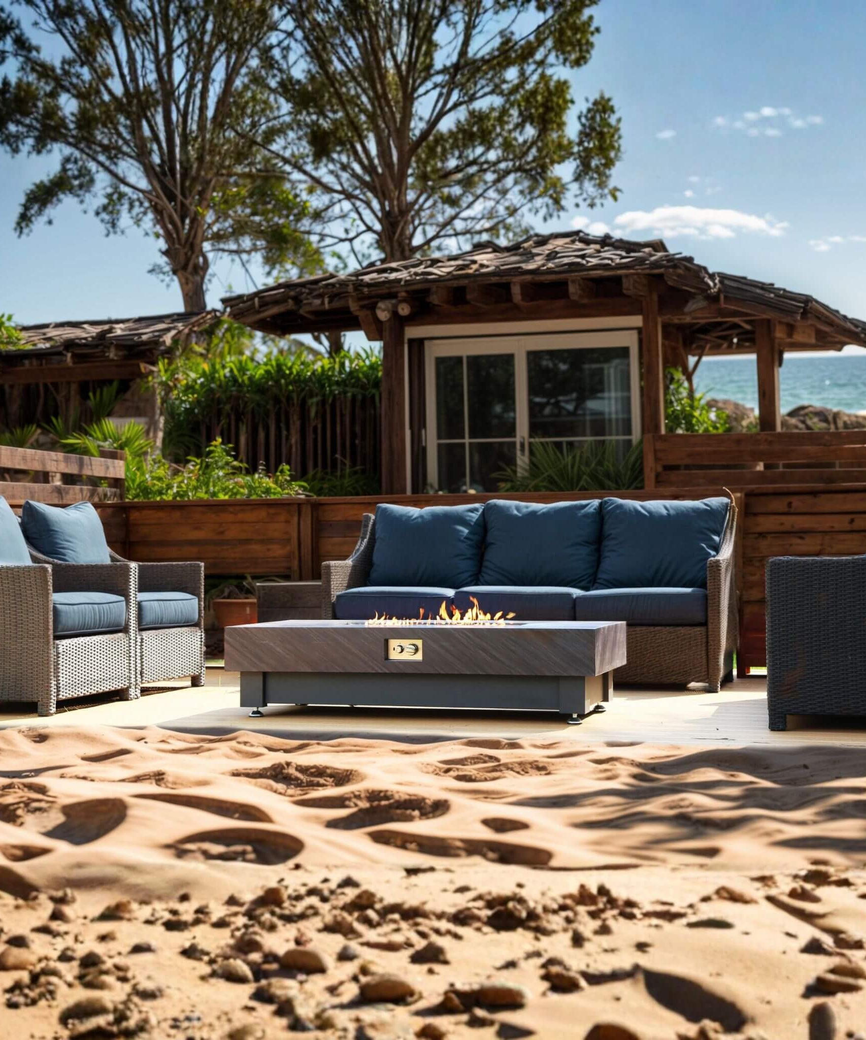 Alora Premium 60-Inch Rectangular Outdoor Modern Propane Fire Pit Table With Rain Cover (SAK91273)