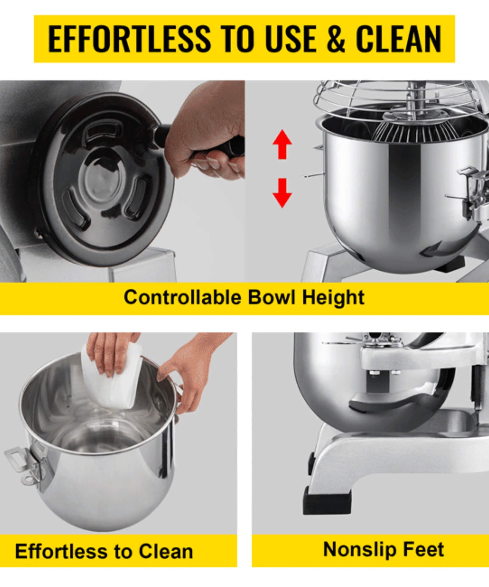 600W Commercial Dough Kneader Bakery Mixer Machine, 15QT (SAK95629)