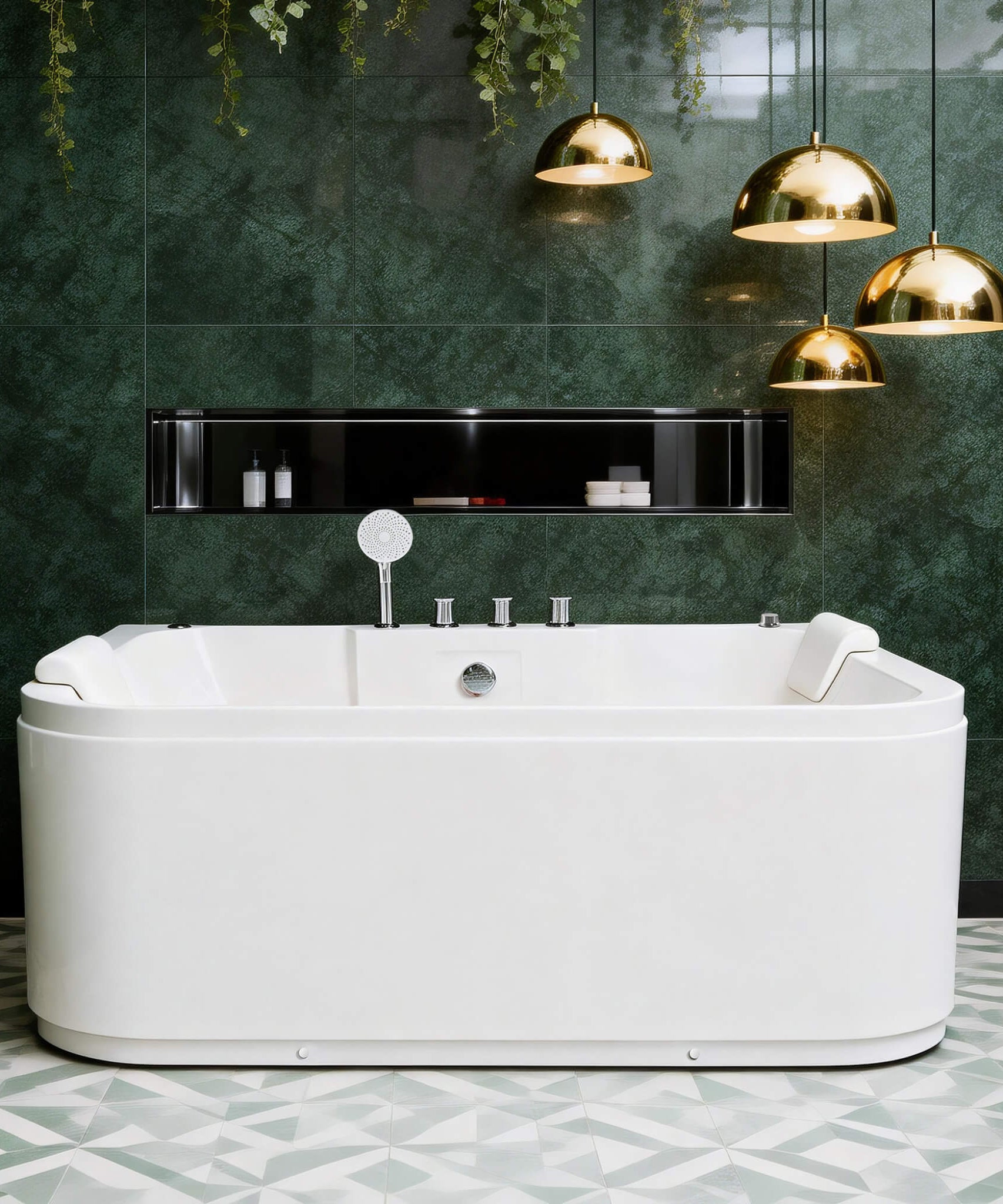 Nuvia 61-Inch 2-Person Acrylic Whirlpool Massage Bathtub With 16 Water Jets And LED Lights (SAK15780)