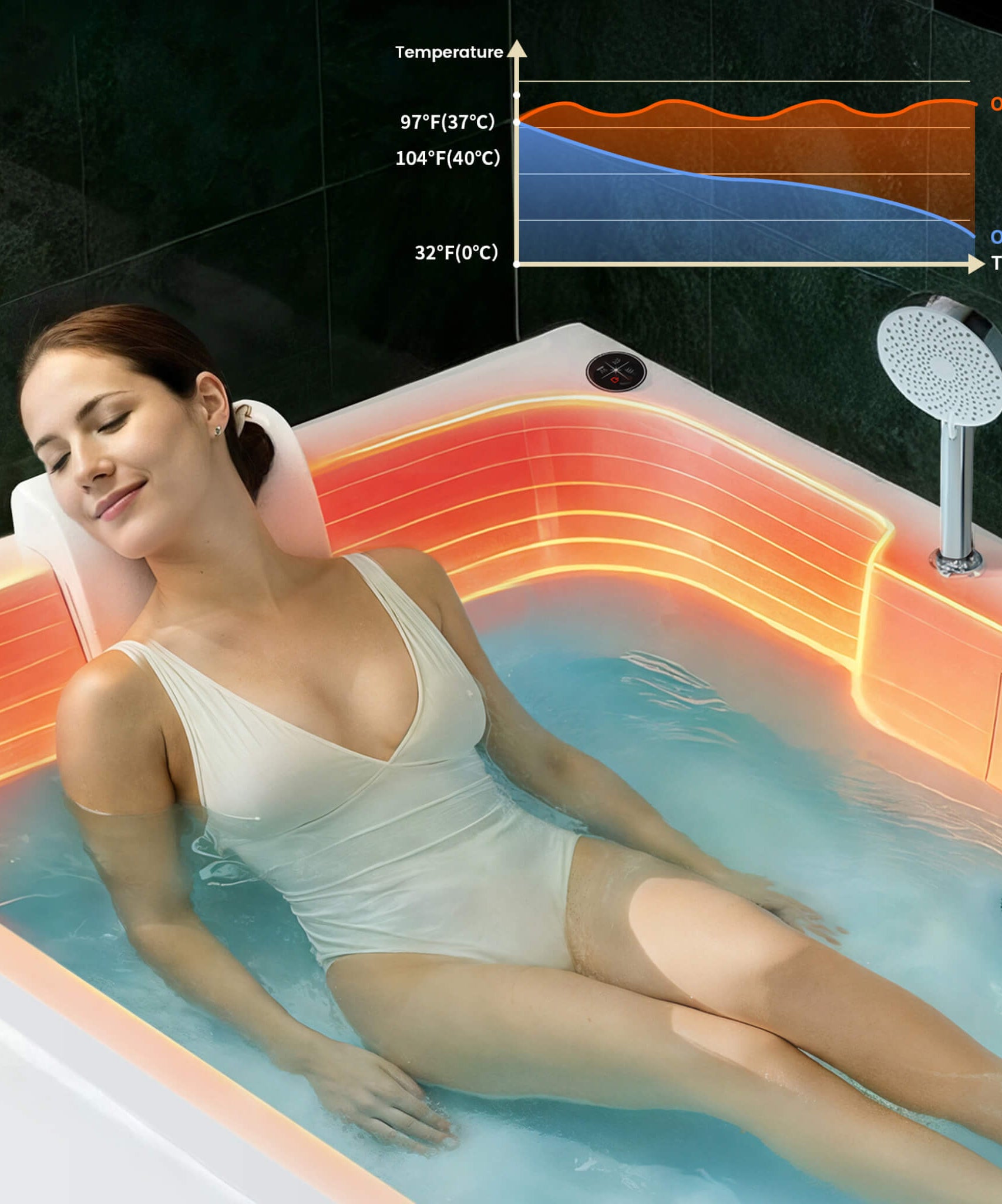 Nuvia 61-Inch 2-Person Acrylic Whirlpool Massage Bathtub With 16 Water Jets And LED Lights (SAK15780)