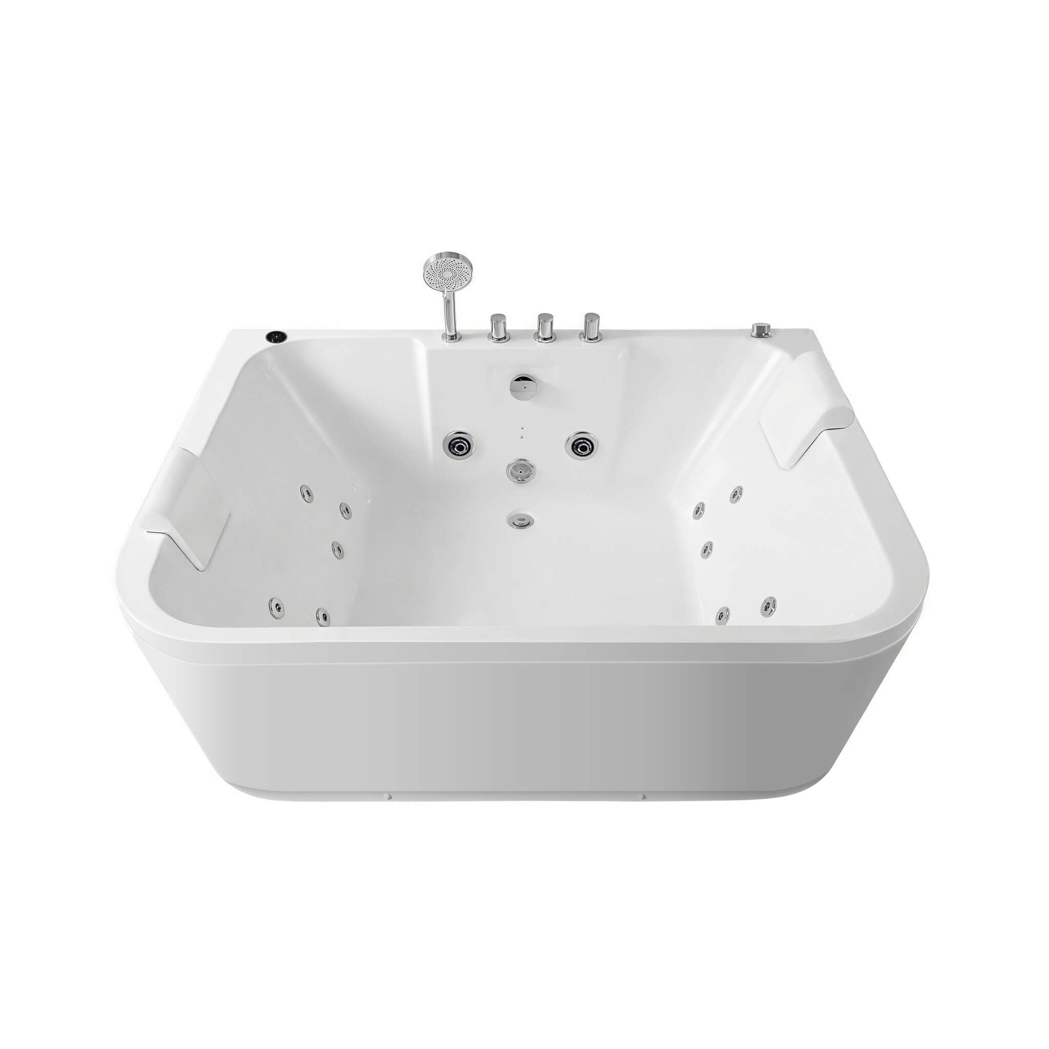 Nuvia 61-Inch 2-Person Acrylic Whirlpool Massage Bathtub With 16 Water Jets And LED Lights (SAK15780)