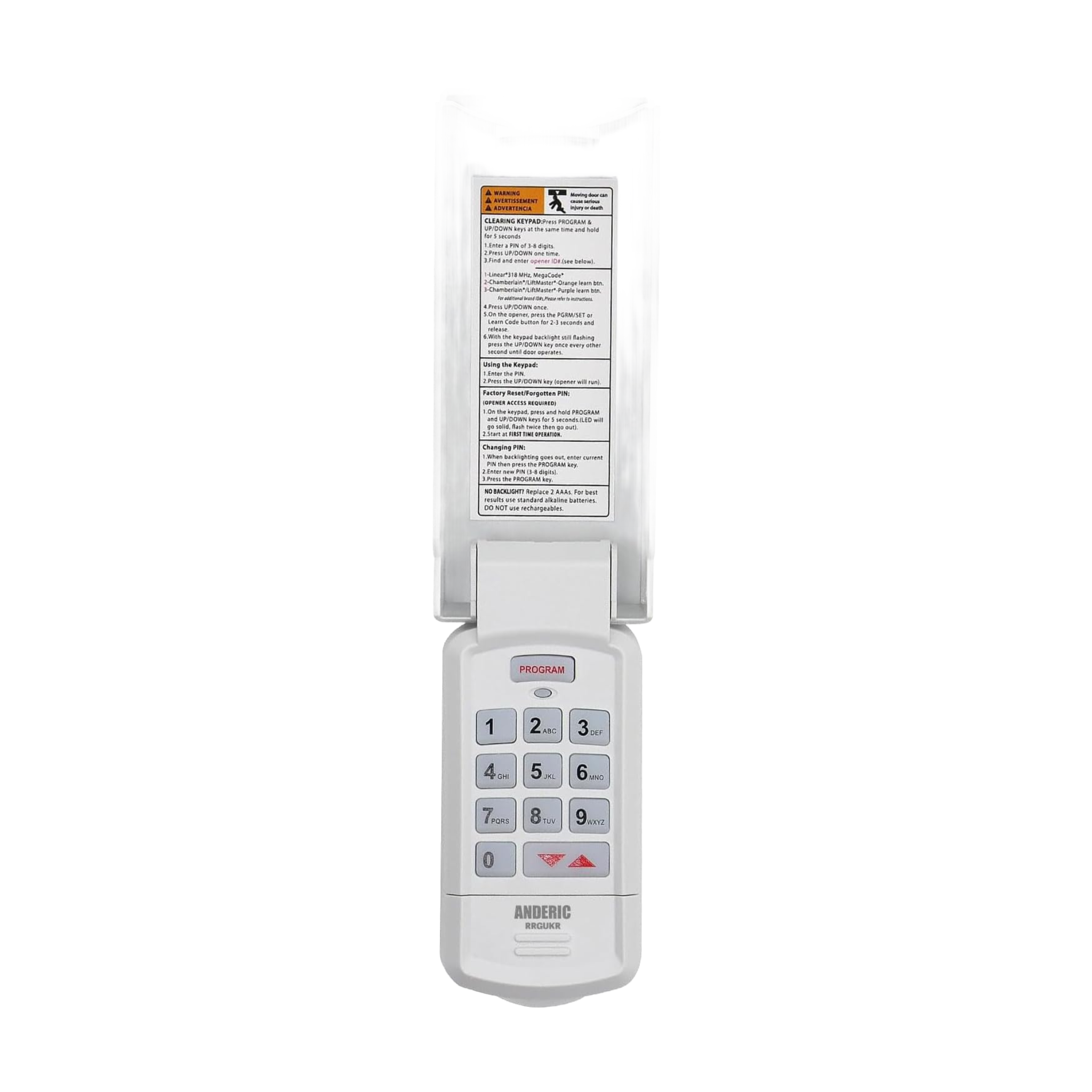 Anderic GUK-R Universal Keypad Compatible with LiftMaster Chamberlain Genie Craftsman and More Garage Door Opener Remote Control