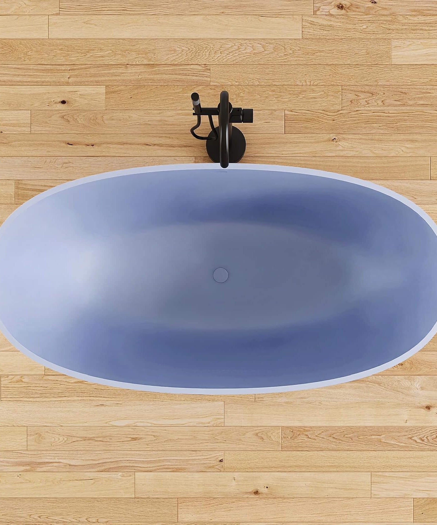 [61X29.5-Inch] Nuvia Freestanding Modern Oval Stone Resin Soaking Tub With Overflow Drain (SAK40125)