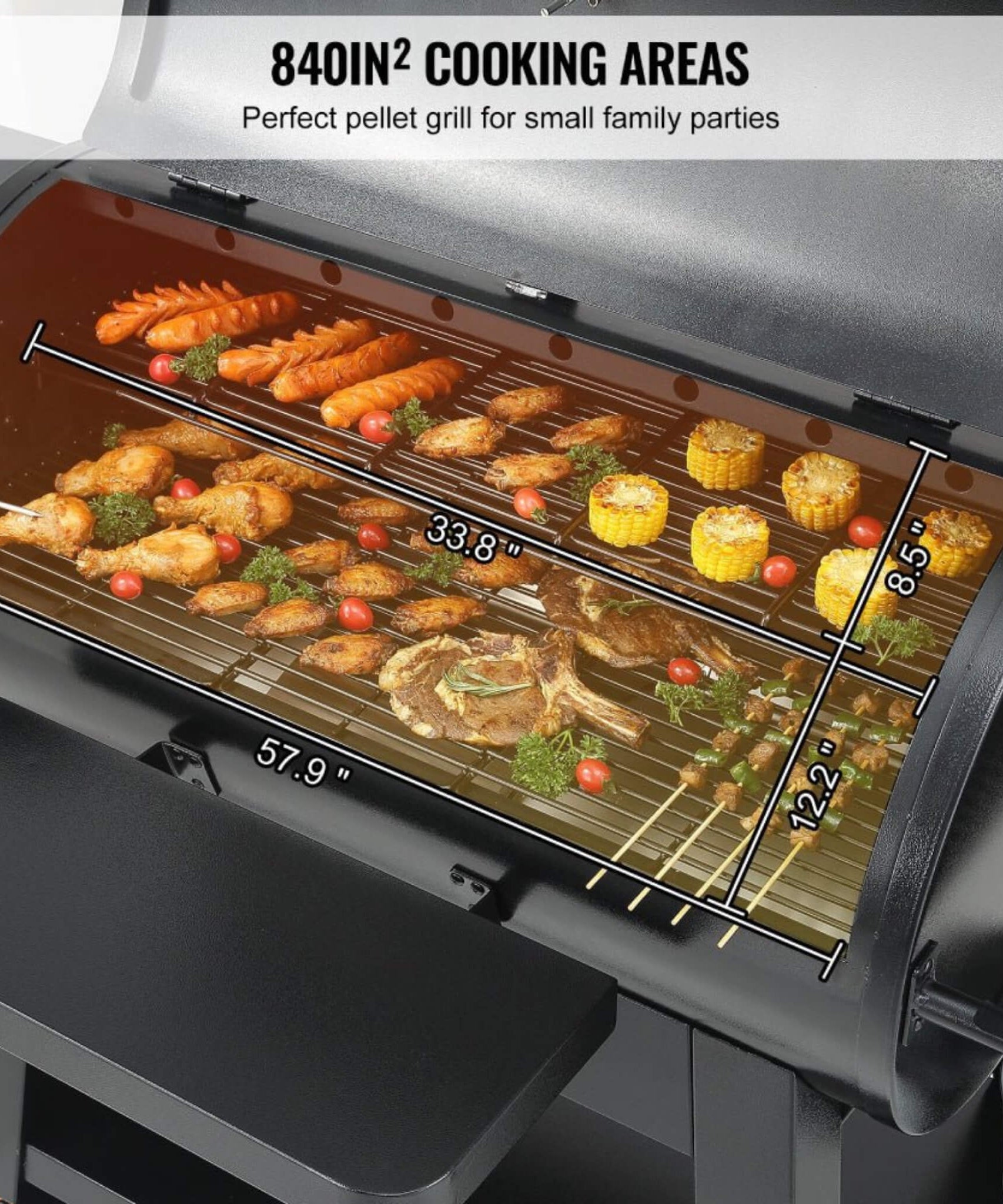 62-Inch Heavy-Duty Portable Wood Pellet BBQ Grill With Cart (SAK91308)