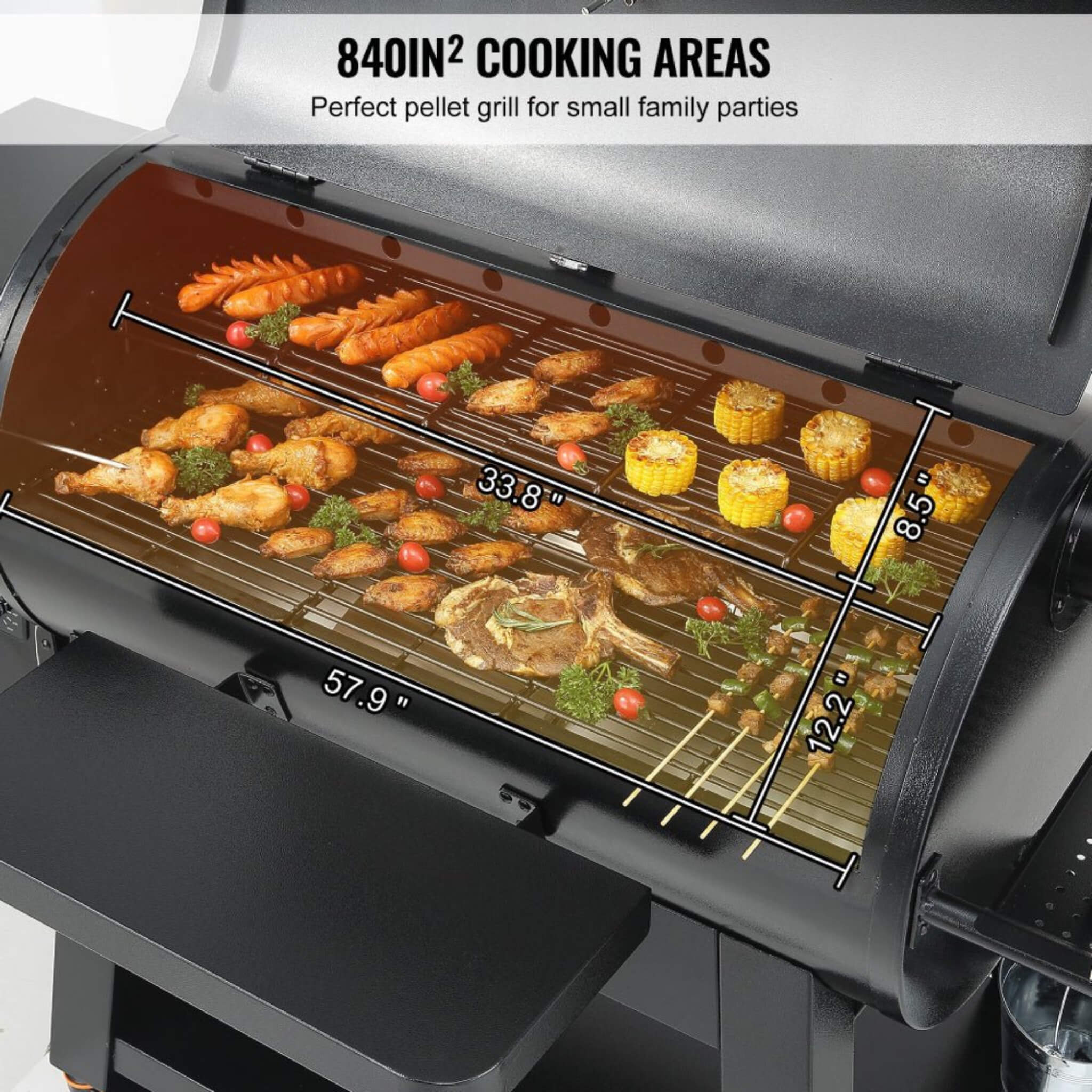 62-Inch Heavy-Duty Portable Wood Pellet BBQ Grill With Cart (SAK91308)