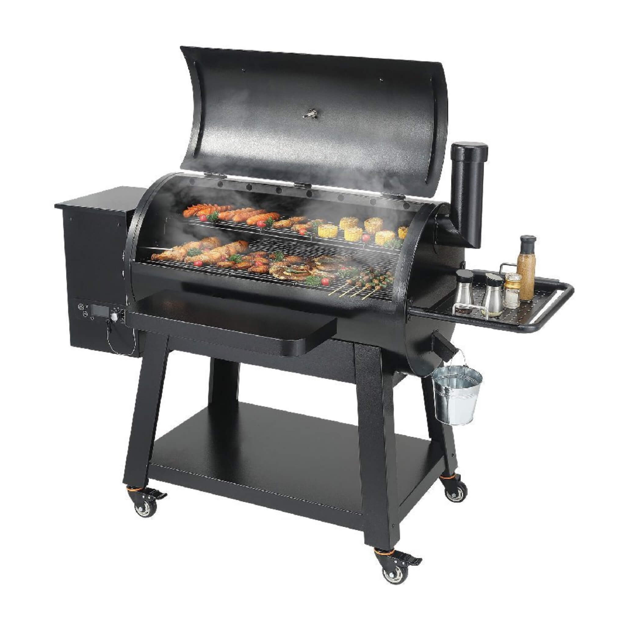 62-Inch Heavy-Duty Portable Wood Pellet BBQ Grill With Cart (SAK91308)