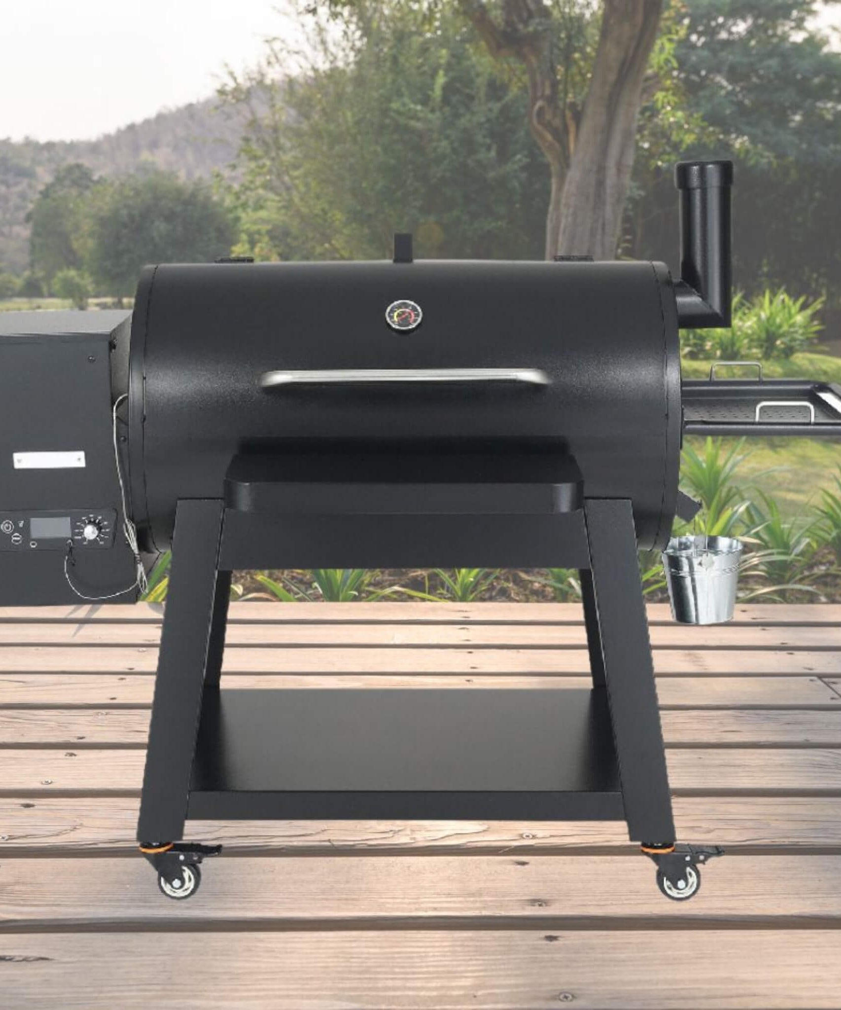 62-Inch Heavy-Duty Portable Wood Pellet BBQ Grill With Cart (SAK91308)