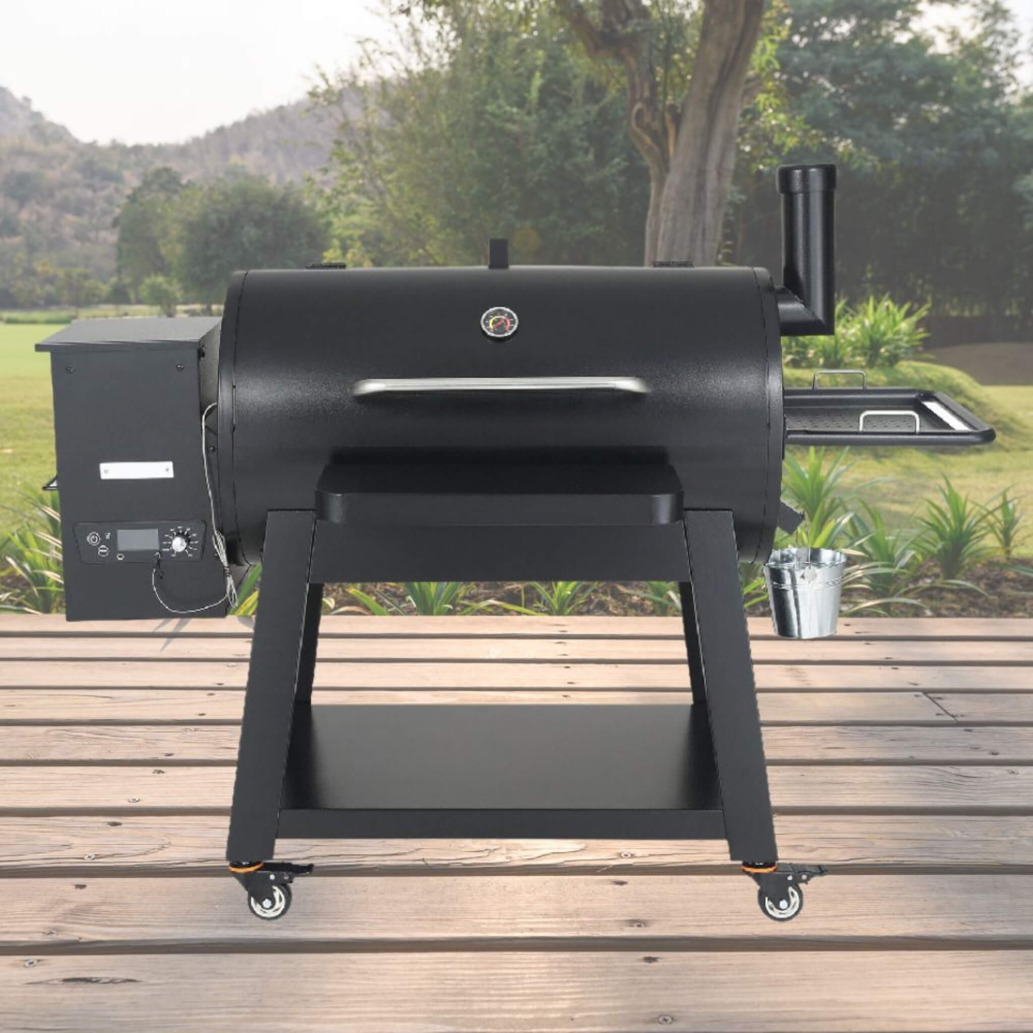 62-Inch Heavy-Duty Portable Wood Pellet BBQ Grill With Cart (SAK91308)