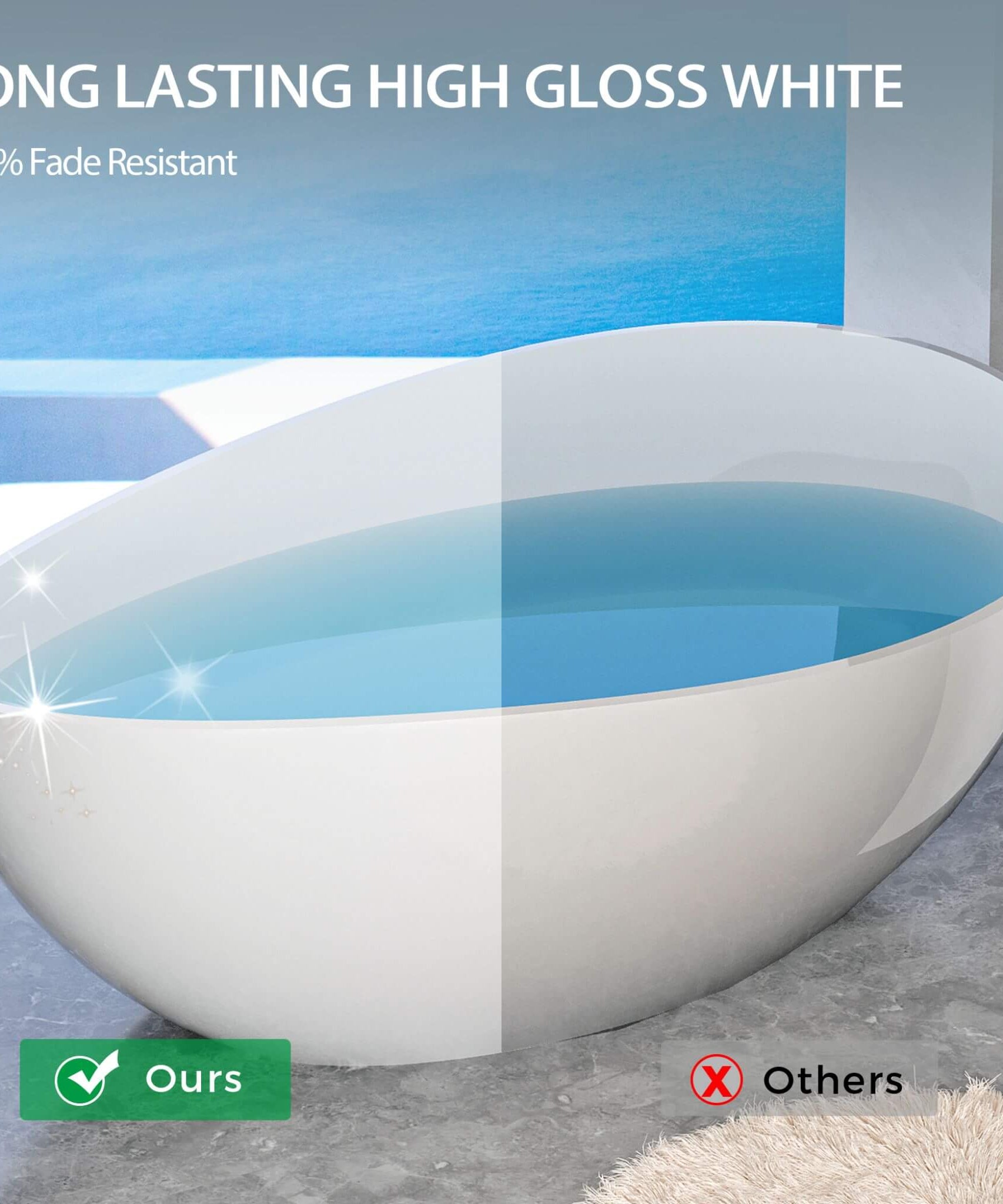 Nuvia 63-Inch Freestanding Glossy White Stone Resin Bathtub With Overflow And Drain (SAK42613)