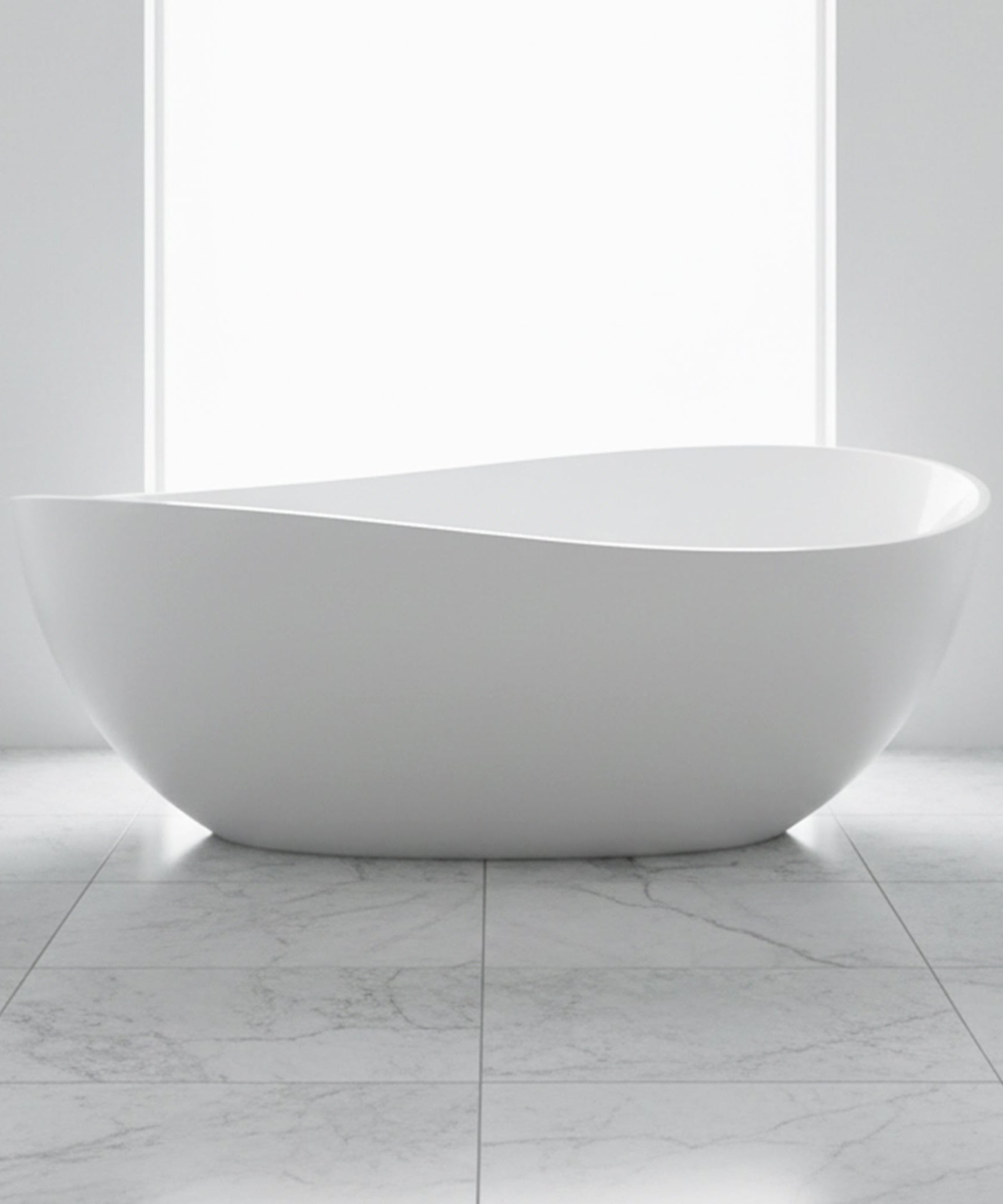 Nuvia 63-Inch Freestanding Glossy White Stone Resin Bathtub With Overflow And Drain (SAK42613)