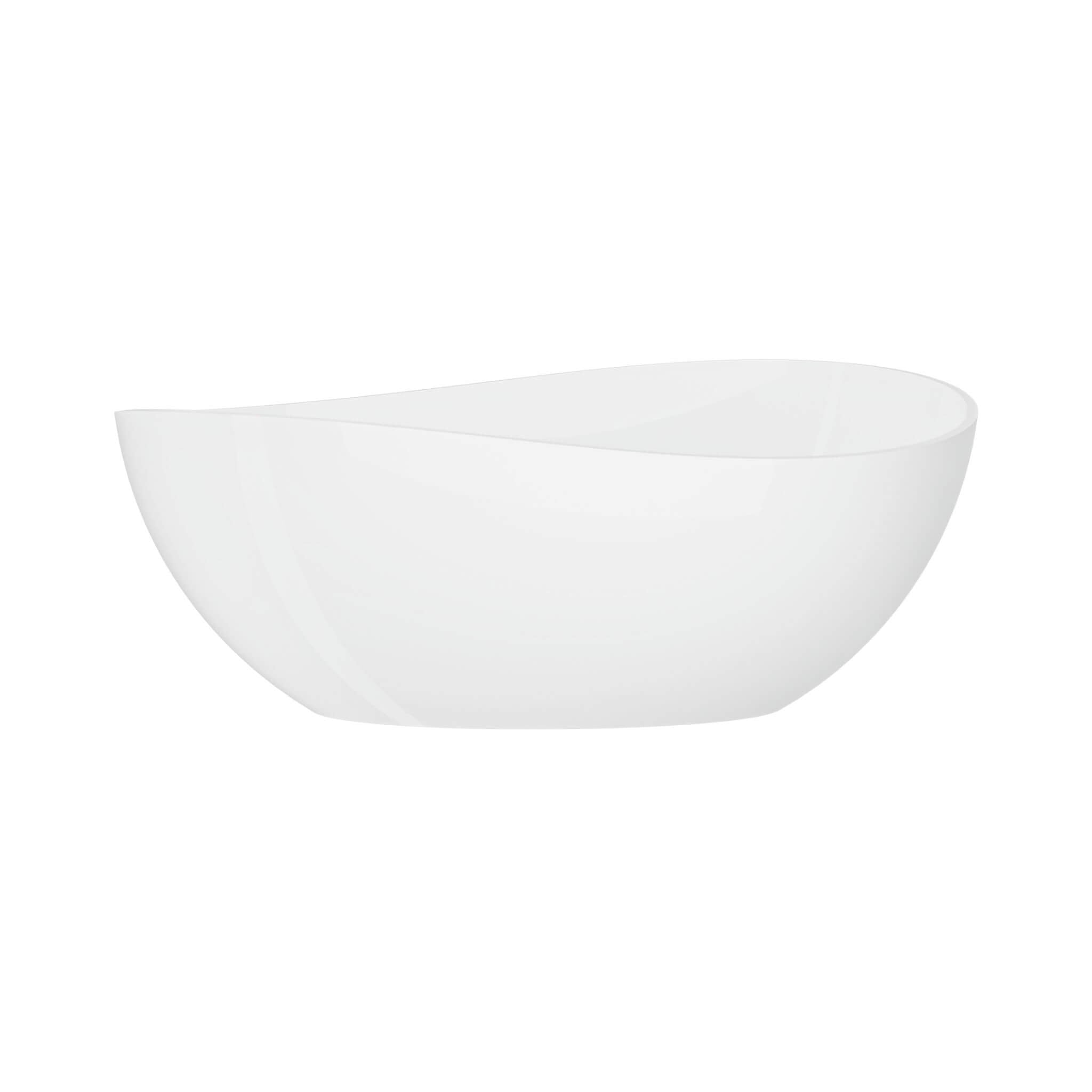 Nuvia 63-Inch Freestanding Glossy White Stone Resin Bathtub With Overflow And Drain (SAK42613)