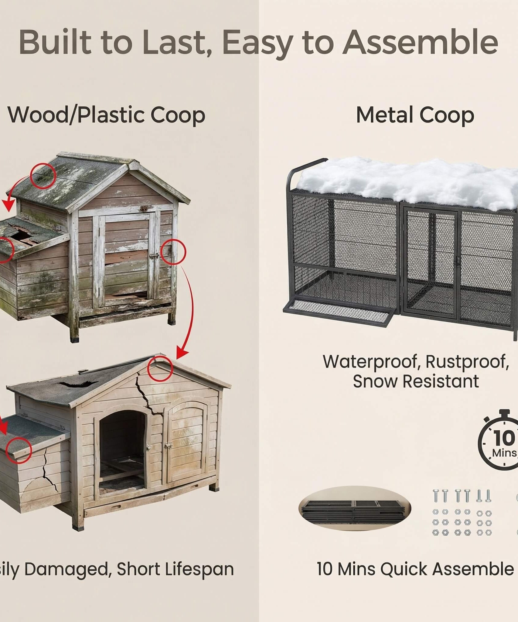 63-Inch Heavy-Duty Large Metal Chicken Coop Cage (SAK13568)