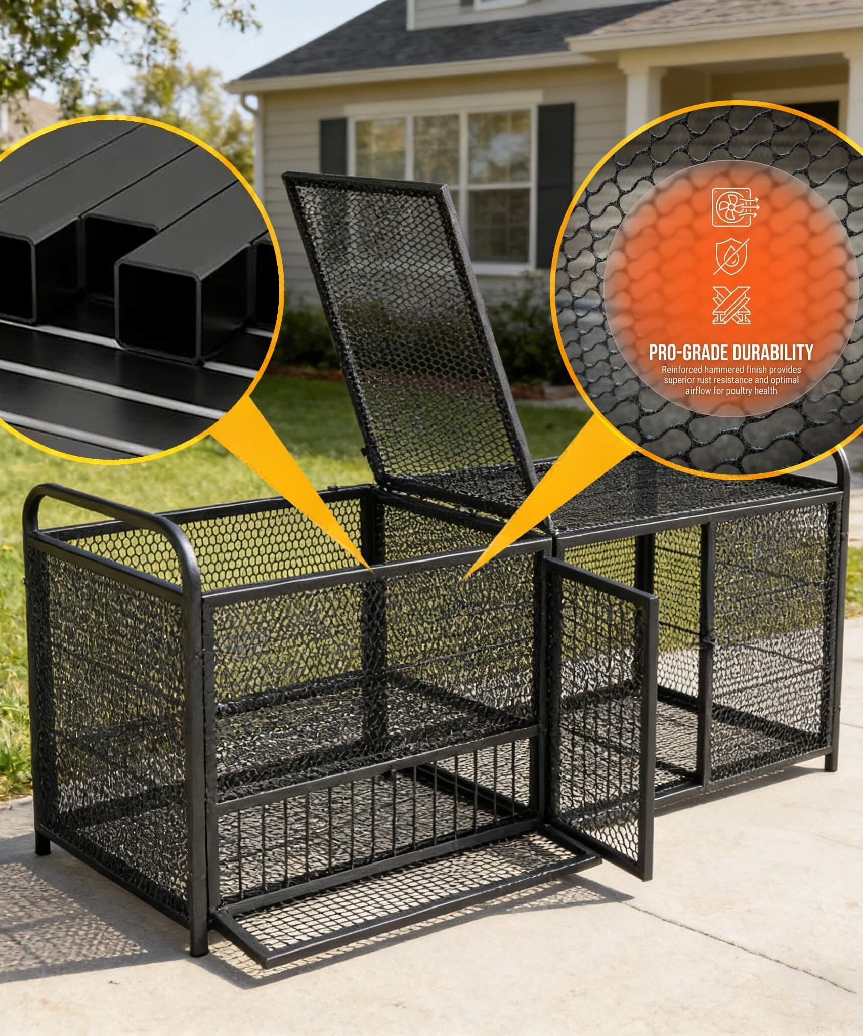 63-Inch Heavy-Duty Large Metal Chicken Coop Cage (SAK13568)