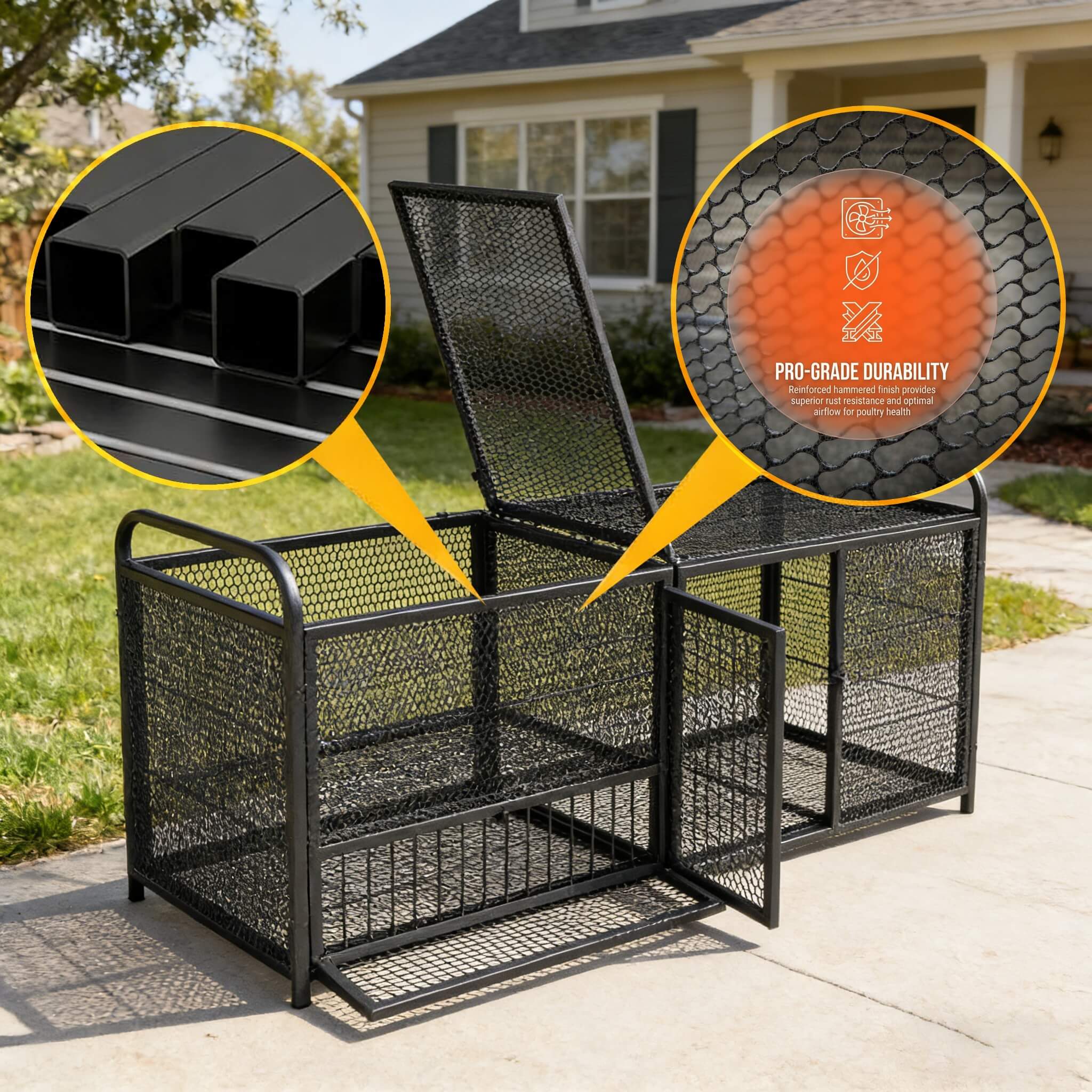 63-Inch Heavy-Duty Large Metal Chicken Coop Cage (SAK13568)