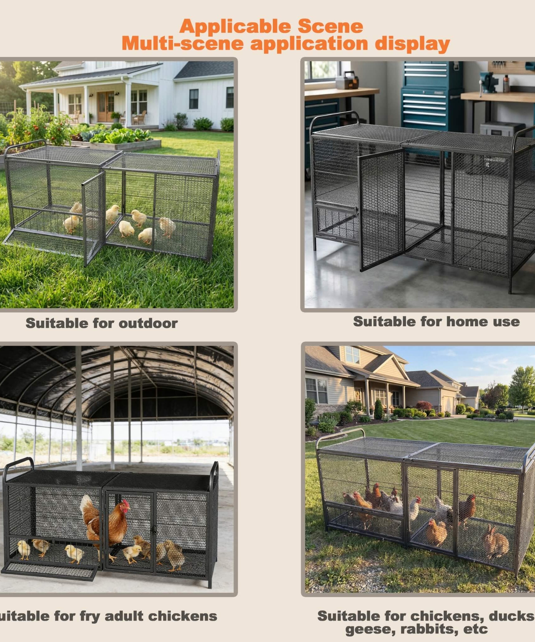 63-Inch Heavy-Duty Large Metal Chicken Coop Cage (SAK13568)