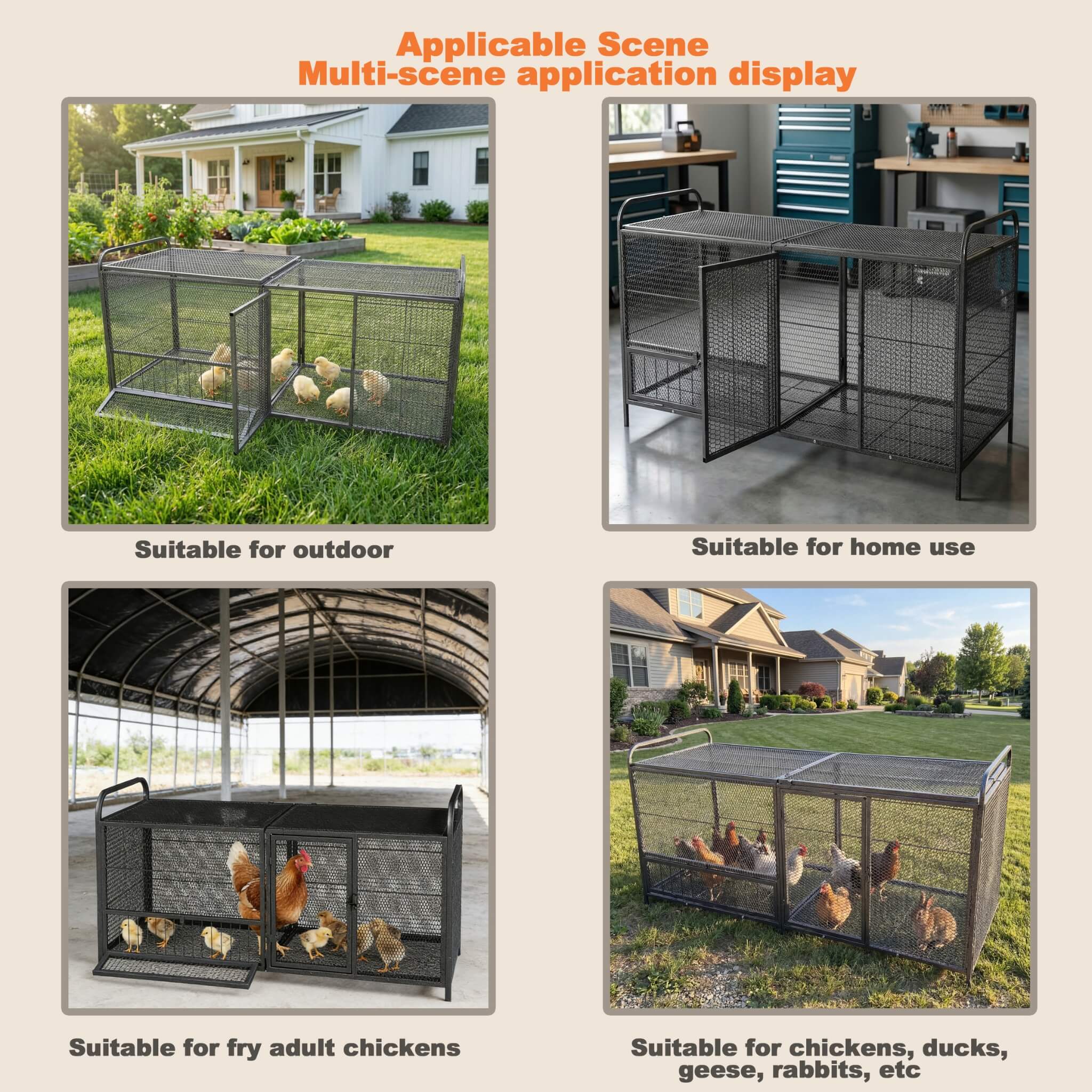63-Inch Heavy-Duty Large Metal Chicken Coop Cage (SAK13568)
