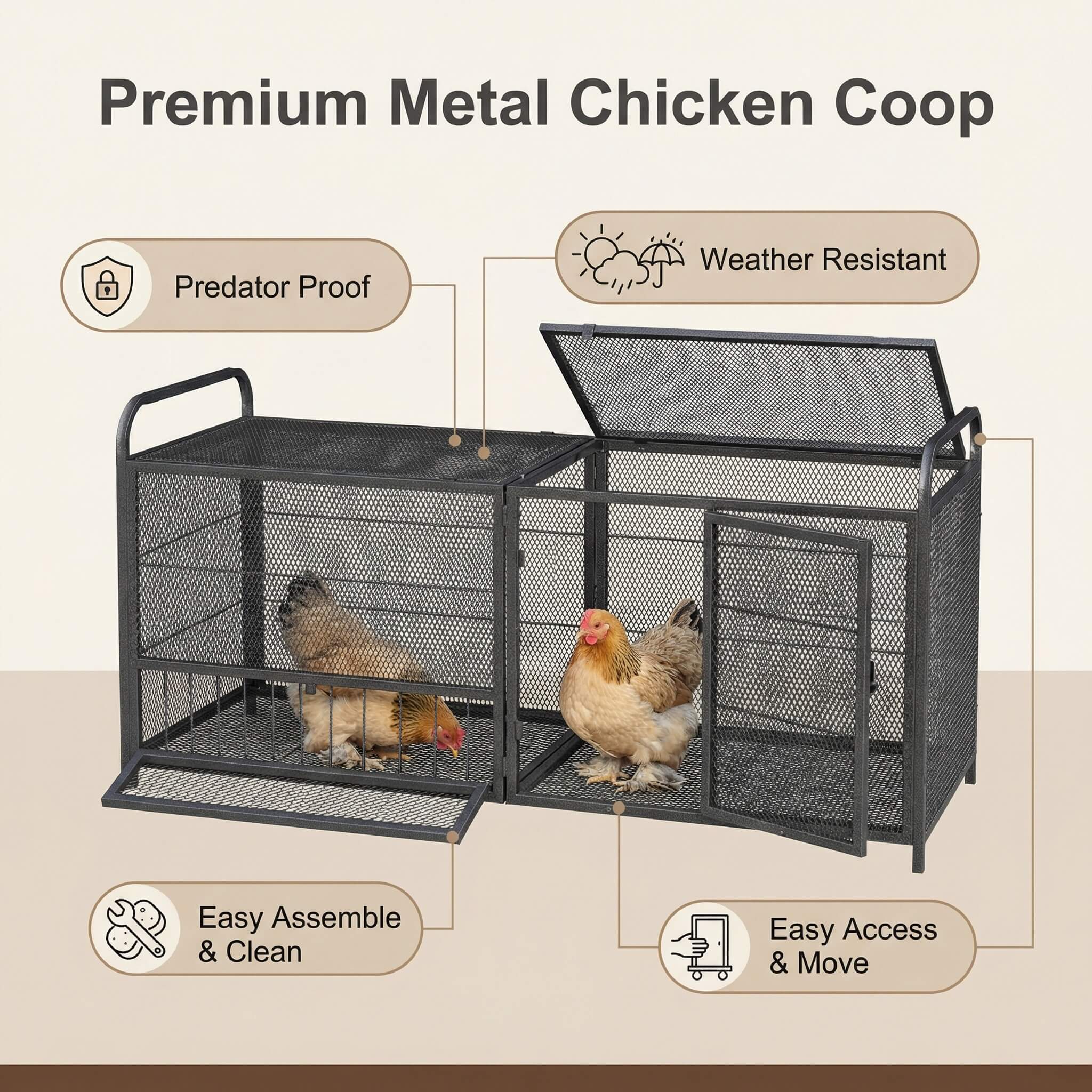 63-Inch Heavy-Duty Large Metal Chicken Coop Cage (SAK13568)