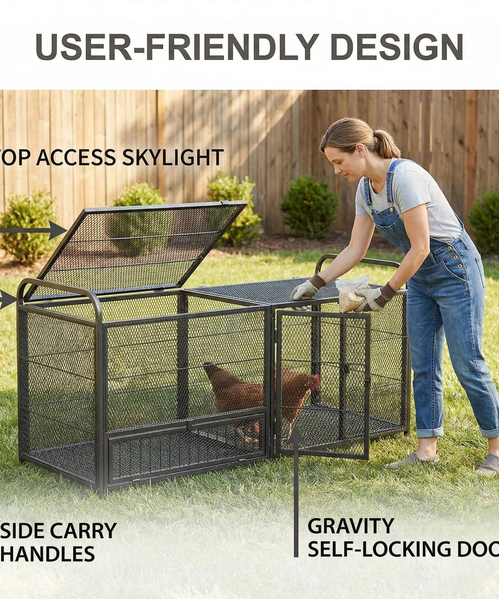 63-Inch Heavy-Duty Large Metal Chicken Coop Cage (SAK13568)