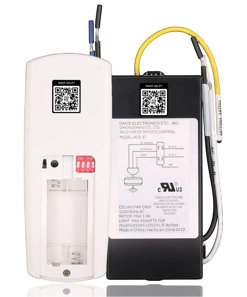 Anderic Substitute Kit for Home Decorators Collection A25-43 Ceiling Fan Remote Control [63T-AC83T-KIT]