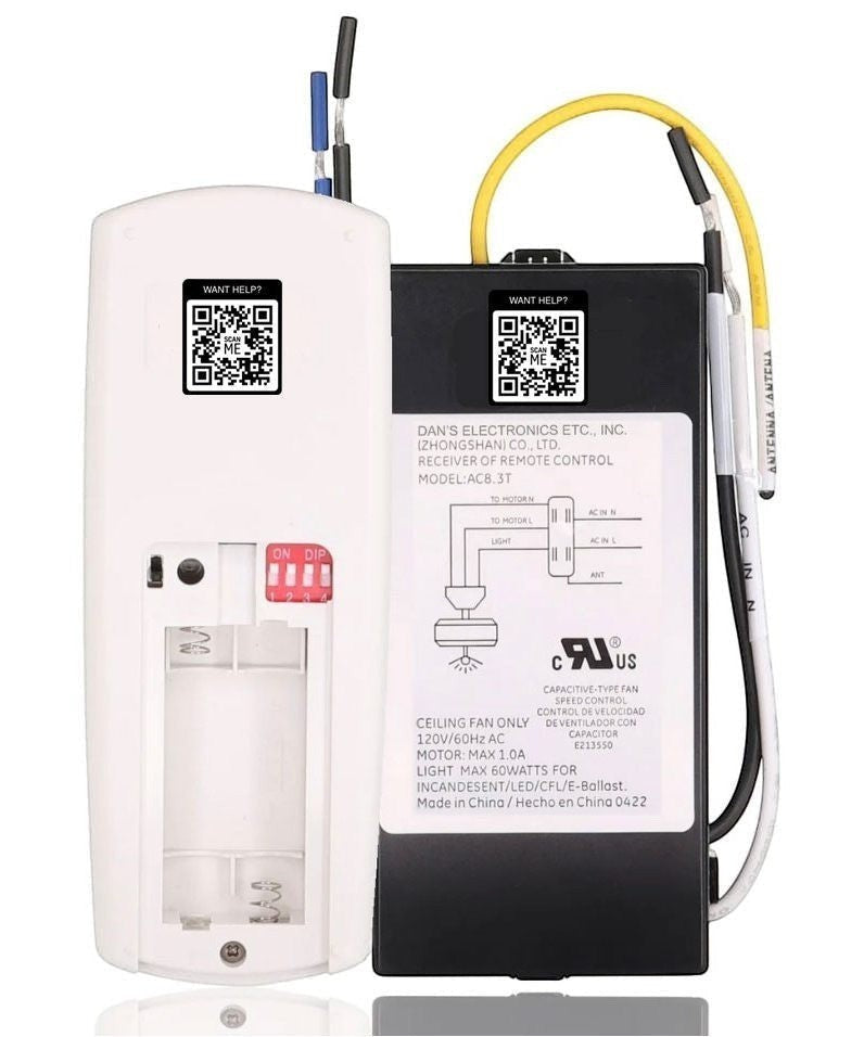 Anderic Substitute Kit for Hunter 89309-06 Ceiling Fan Receiver [63T-AC83T-KIT]