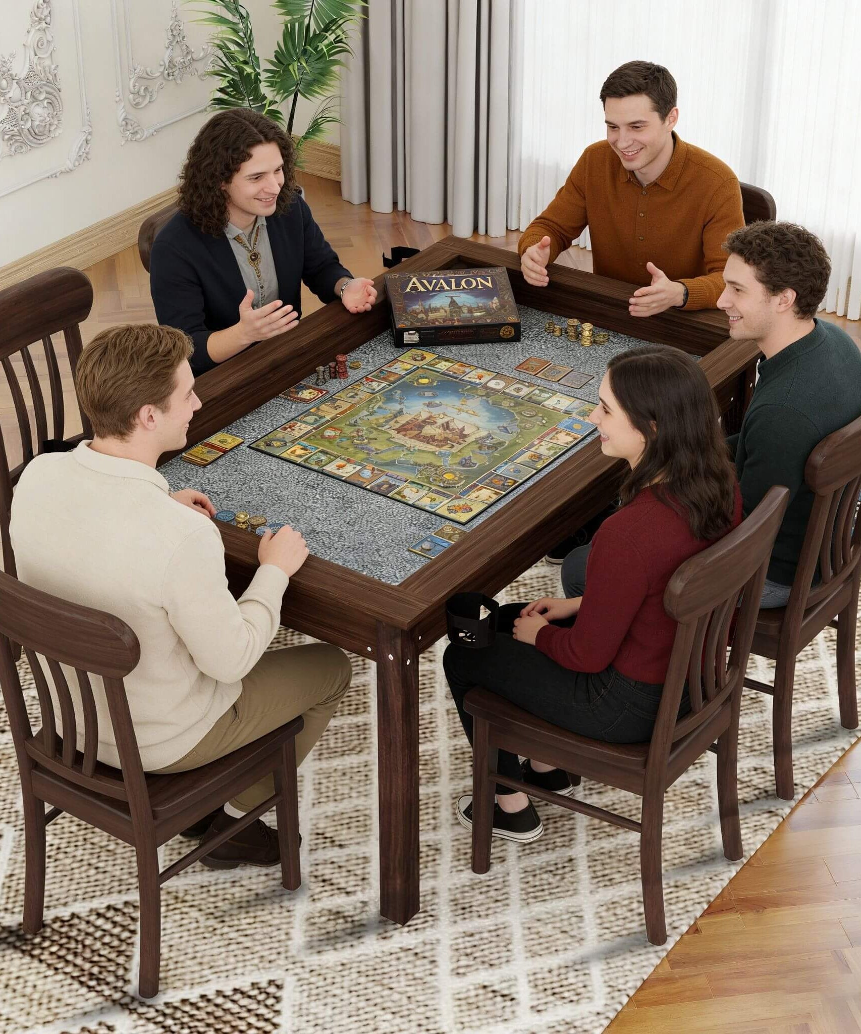 [63X40-Inch] Premium 2-In-1 Multifunctional Board Game Table For 4–6 Players (SAK84513)