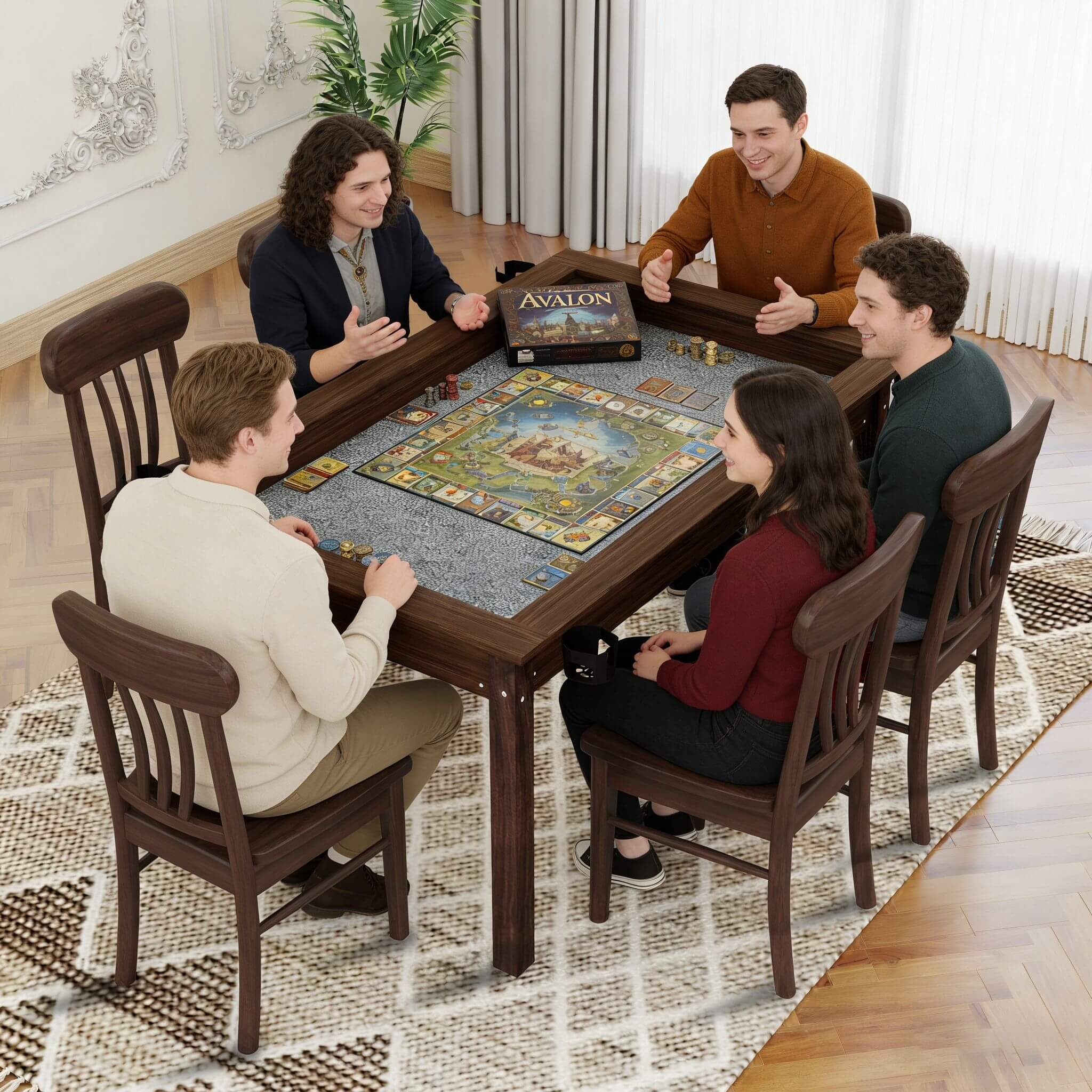 [63X40-Inch] Premium 2-In-1 Multifunctional Board Game Table For 4–6 Players (SAK84513)