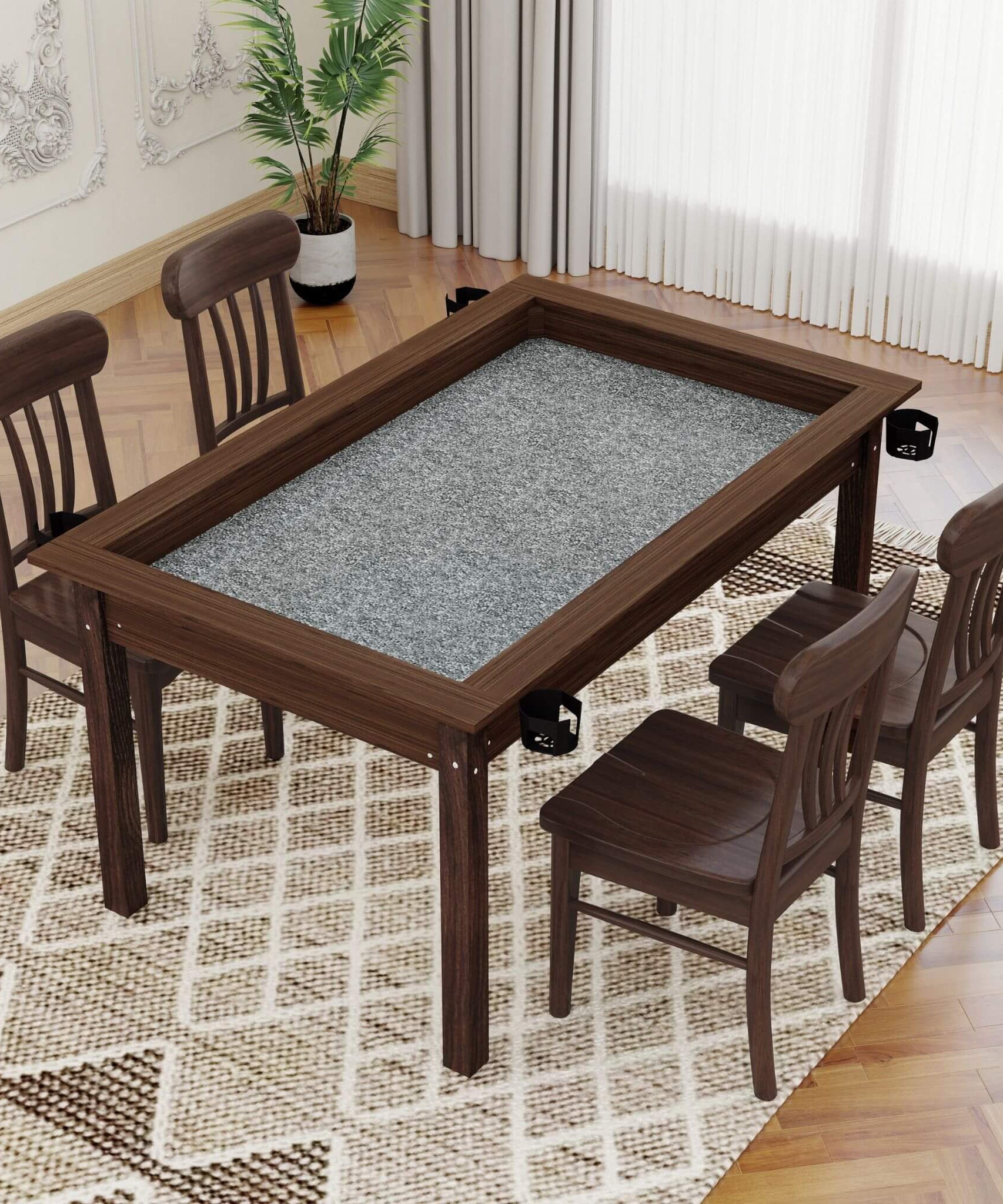 [63X40-Inch] Premium 2-In-1 Multifunctional Board Game Table For 4–6 Players (SAK84513)