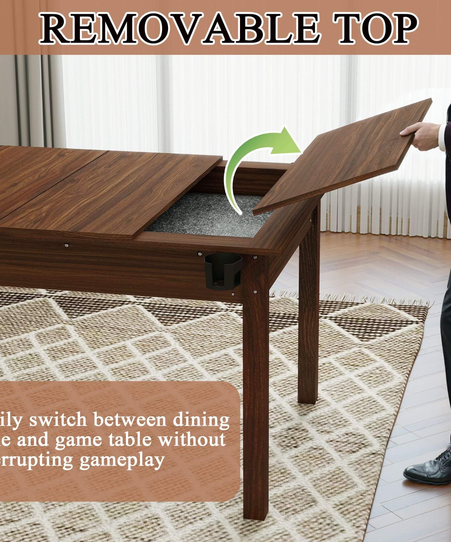 [63X40-Inch] Premium 2-In-1 Multifunctional Board Game Table For 4–6 Players (SAK84513)