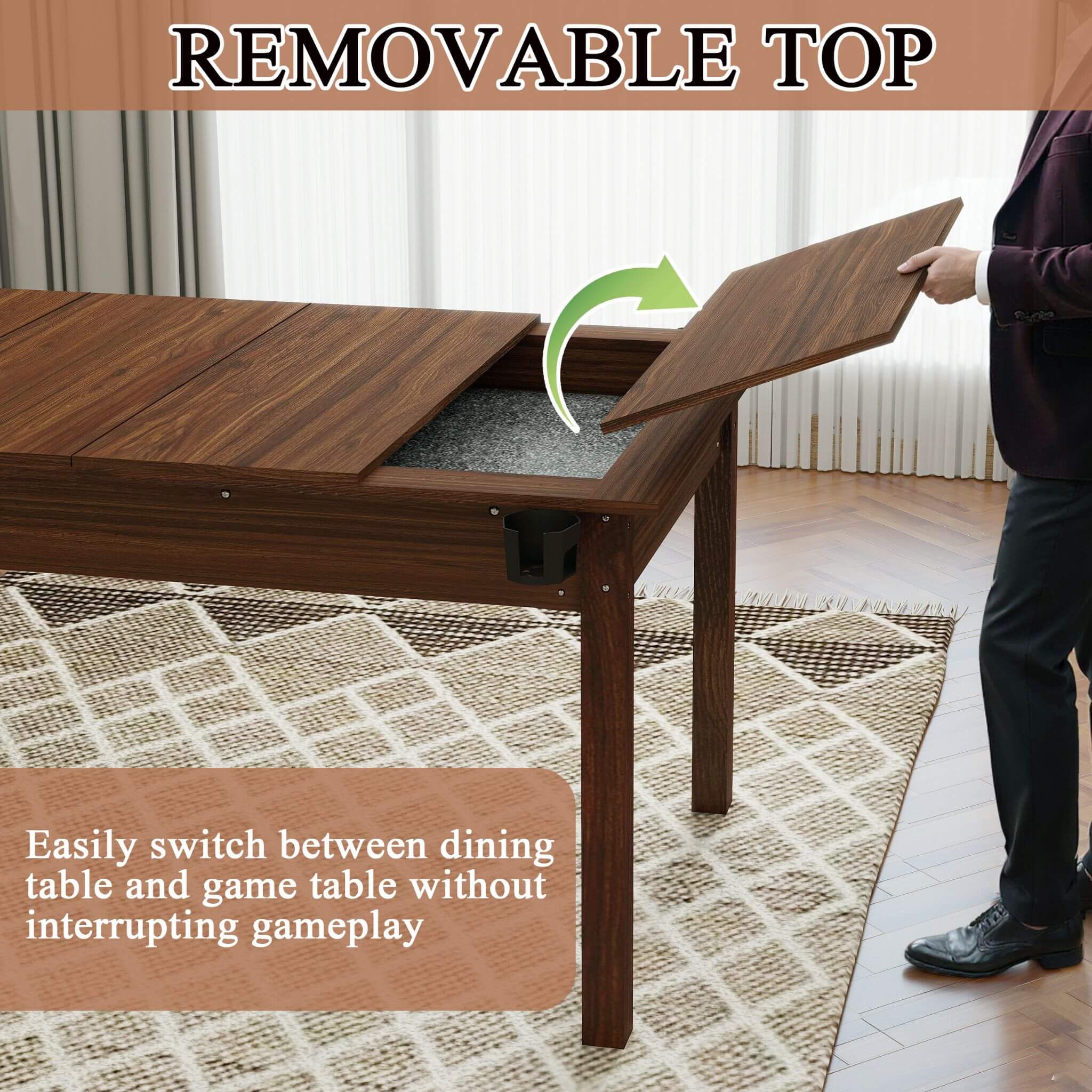 [63X40-Inch] Premium 2-In-1 Multifunctional Board Game Table For 4–6 Players (SAK84513)