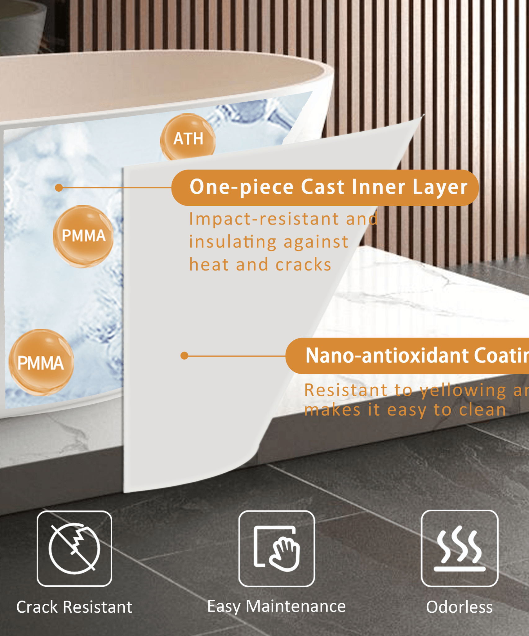 Nuvia Virella 65-Inch Luxury Freestanding Soaking Bathtub With Overflow And Pop-Up Drain (SAK69451)
