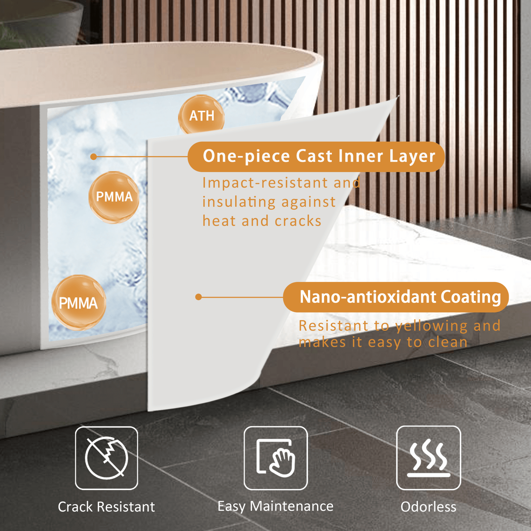 Nuvia Virella 65-Inch Luxury Freestanding Soaking Bathtub With Overflow And Pop-Up Drain (SAK69451)