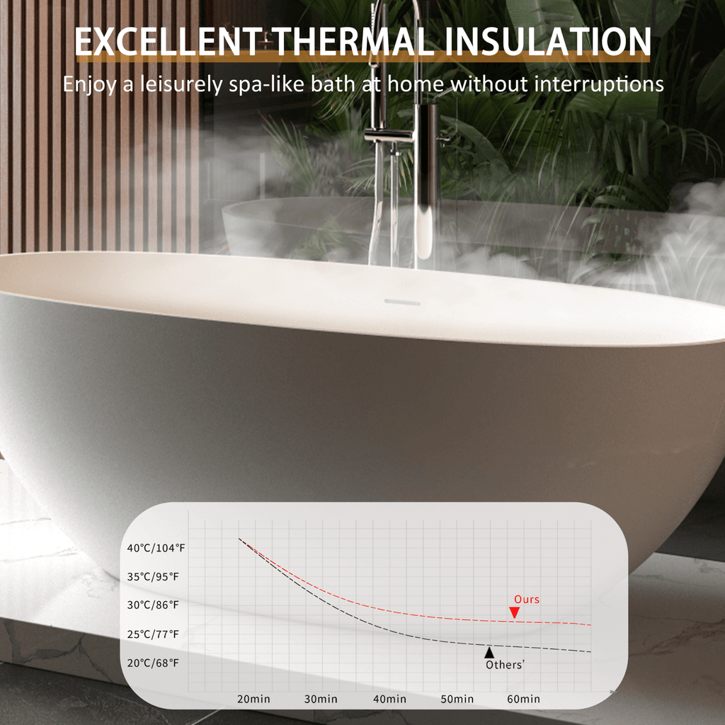 Nuvia Virella 65-Inch Luxury Freestanding Soaking Bathtub With Overflow And Pop-Up Drain (SAK69451)
