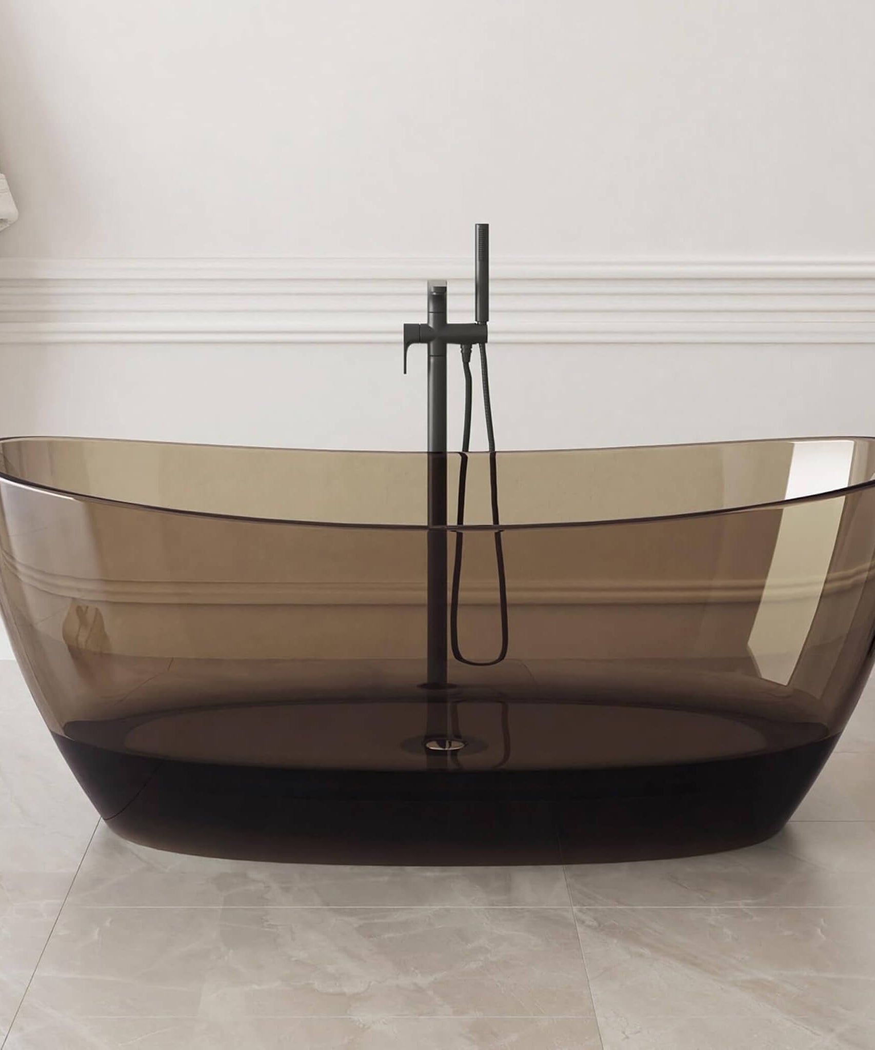 [65X33.5-Inch] Nuvia Freestanding Modern Oval Stone Resin Soaking Tub With Overflow Drain (SAK39231)