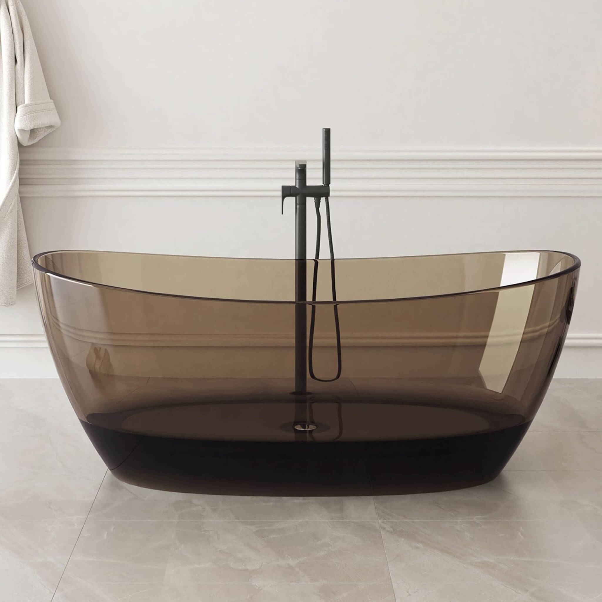 [65X33.5-Inch] Nuvia Freestanding Modern Oval Stone Resin Soaking Tub With Overflow Drain (SAK39231)