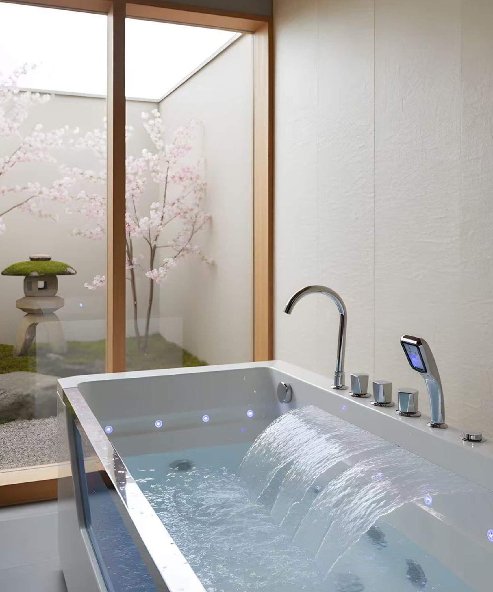 Nuvia Veloria 67-Inch 7-Jets Hydrotherapy Whirlpool Bathtub With Glass Panel (SAK25480)