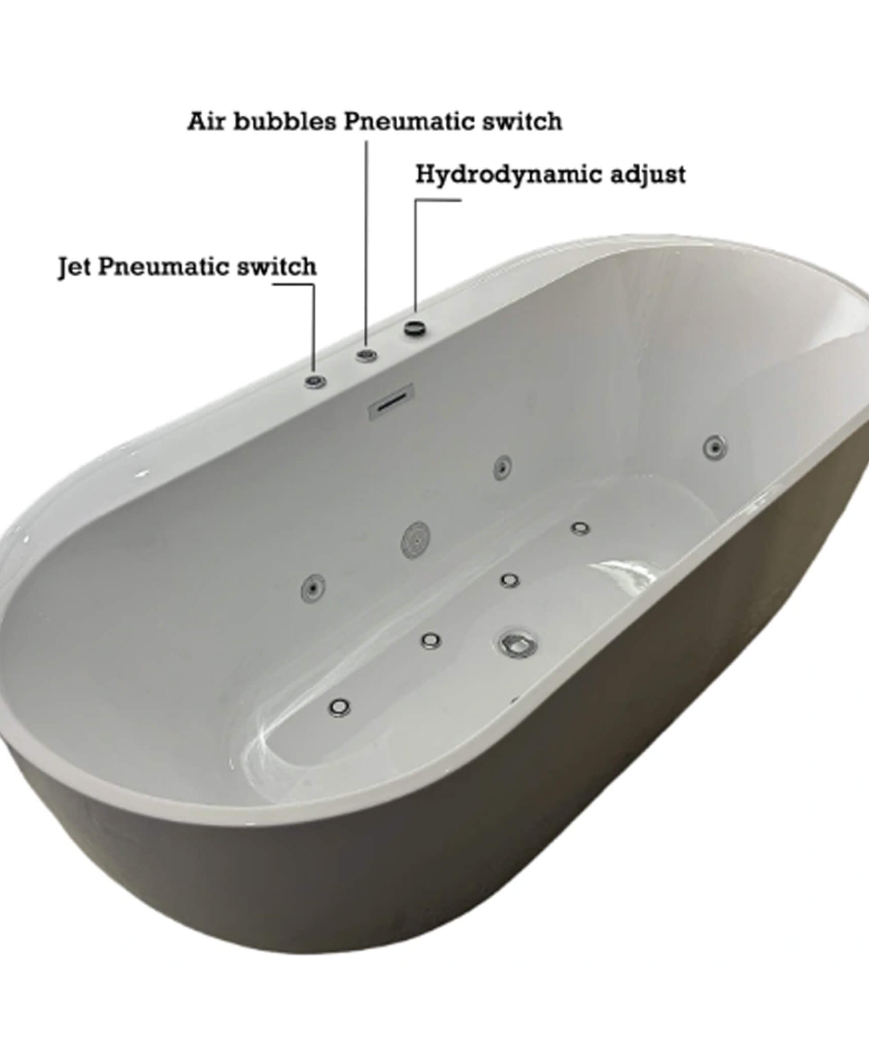 Nuvia Cascade 67-Inch Whirlpool Air Bath Soaking Tub With Adjustable Air Blower [No Faucet] (SAK68427)