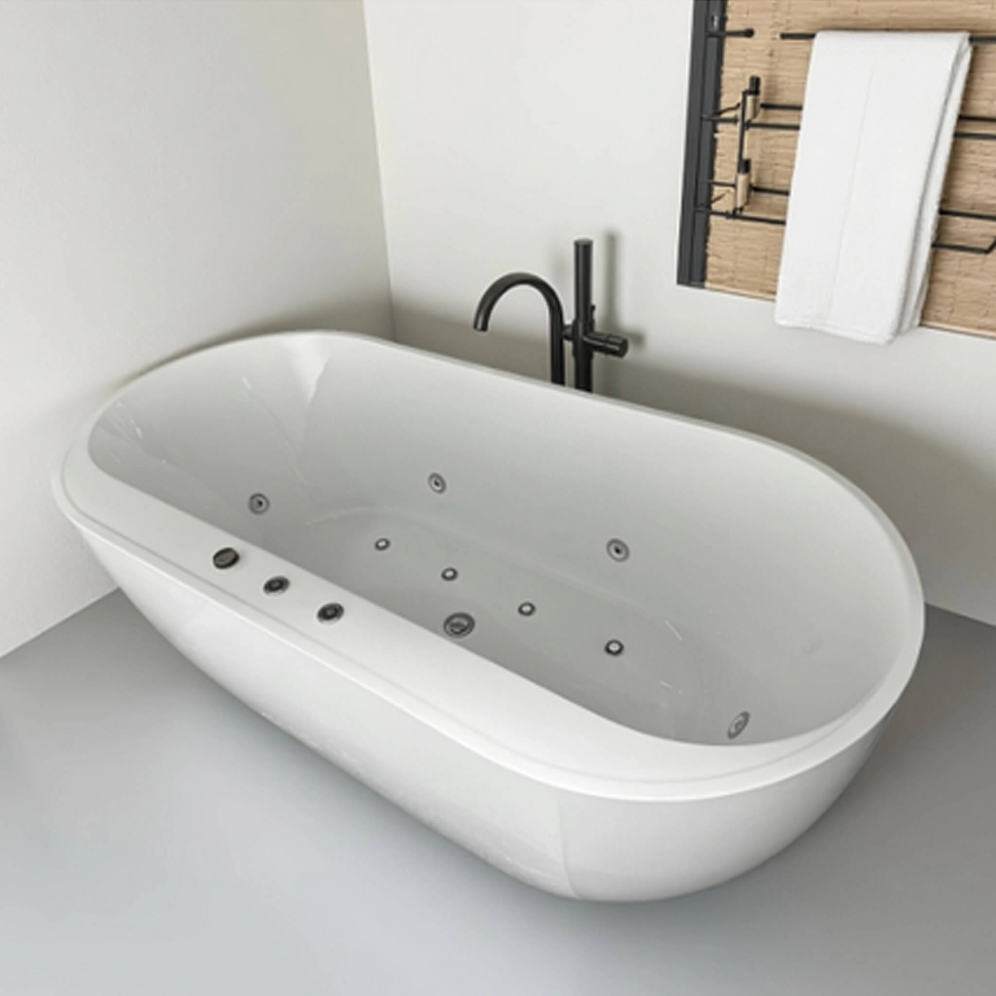 Nuvia Cascade 67-Inch Whirlpool Air Bath Soaking Tub With Adjustable Air Blower [No Faucet] (SAK68427)