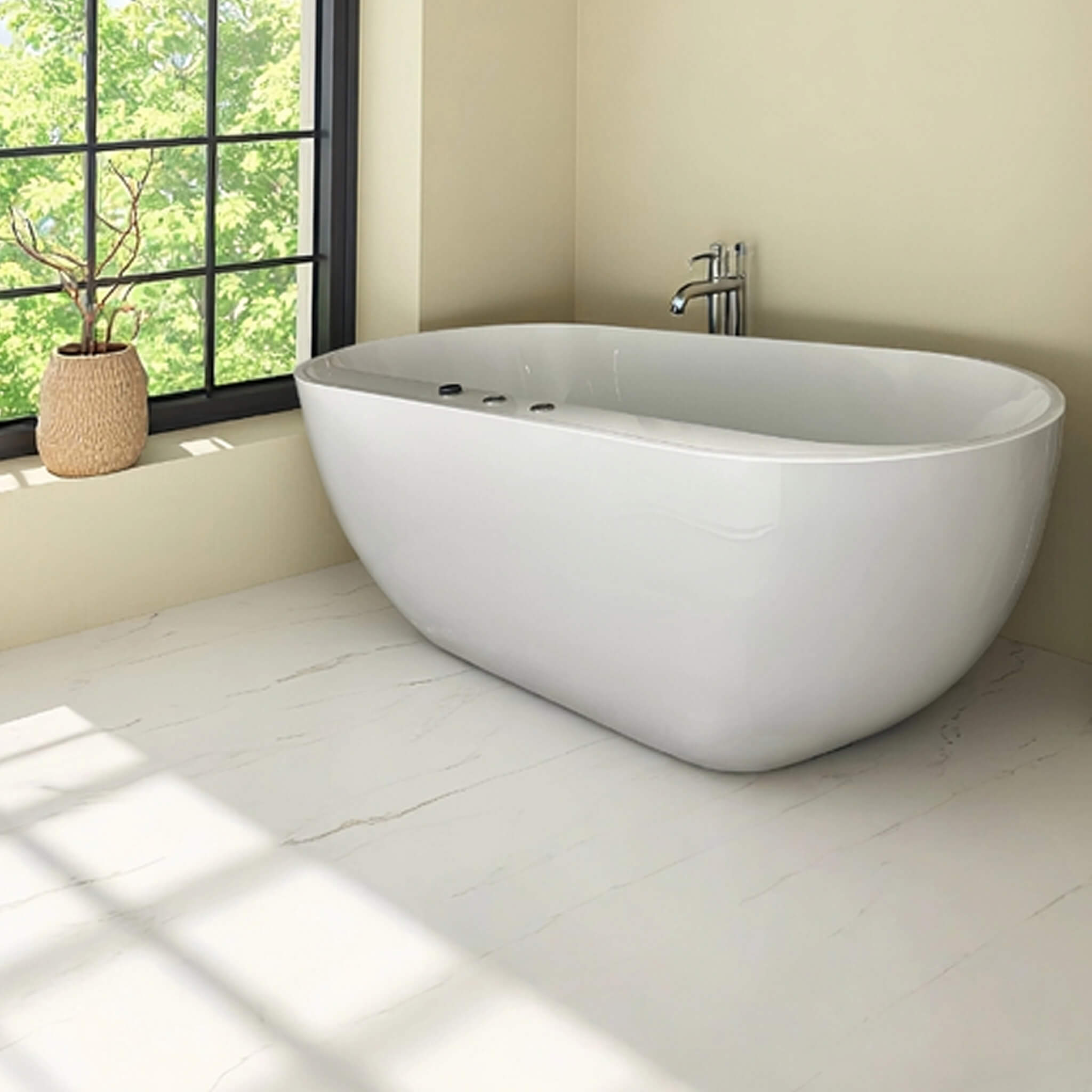 Nuvia Cascade 67-Inch Whirlpool Air Bath Soaking Tub With Adjustable Air Blower [No Faucet] (SAK68427)