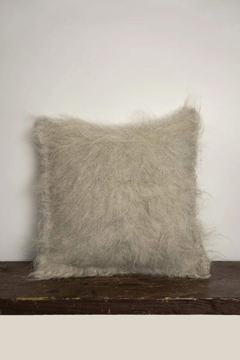 Organic Wool Pillow - Handwoven Brushed Wood Decorative Pillow