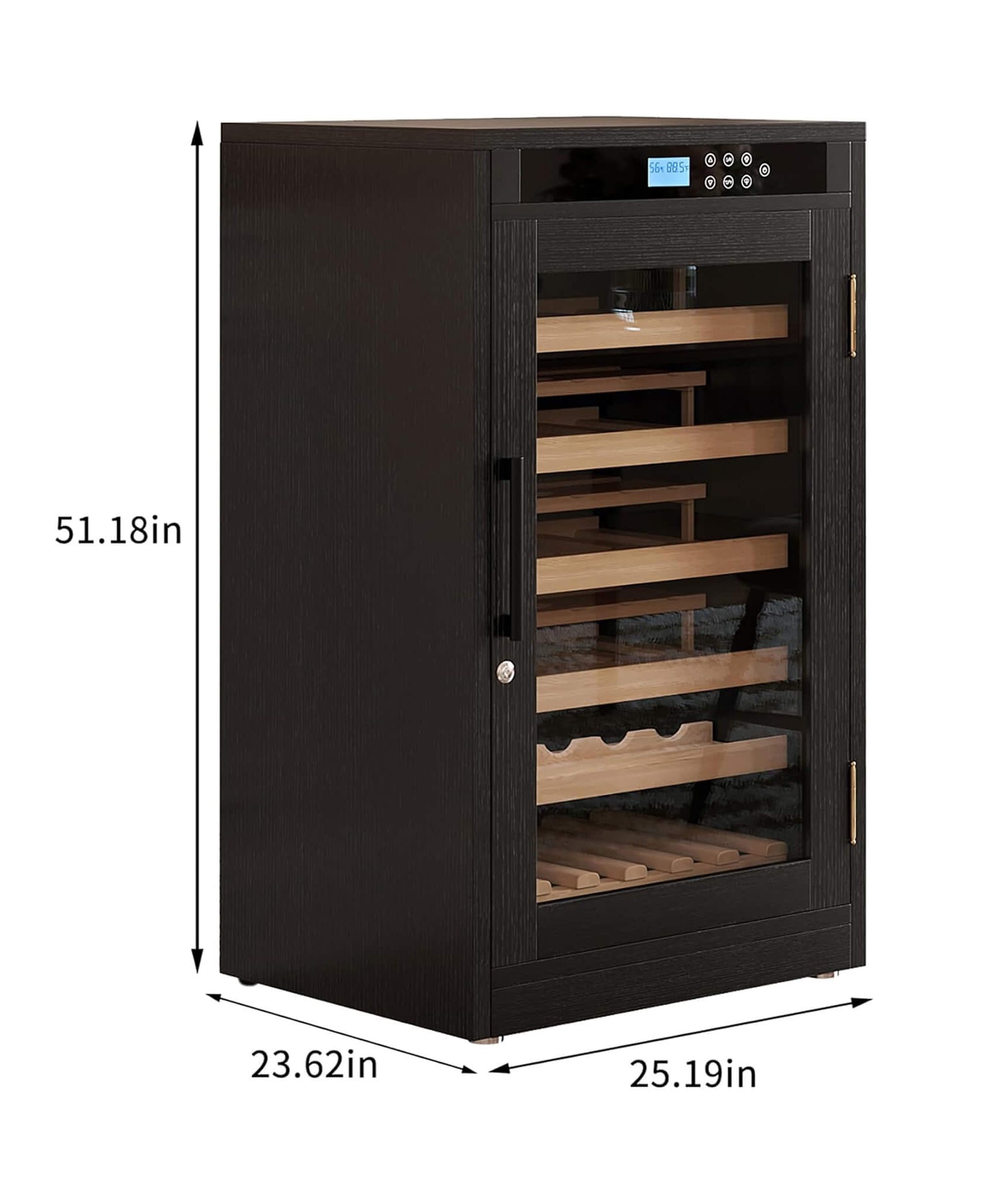 Nuvia 69-Bottle 7.6 Cu.Ft Freestanding Smart Wooden Wine Cooler With LED Touch Display (SAK24861)